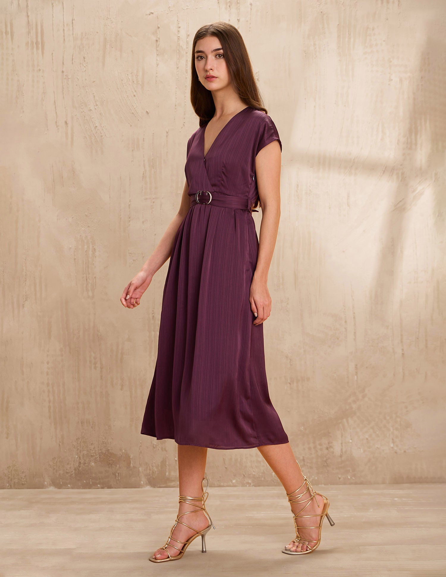Wrap Midi Dress With Belt Purple - U.S. POLO ASSN. | Large