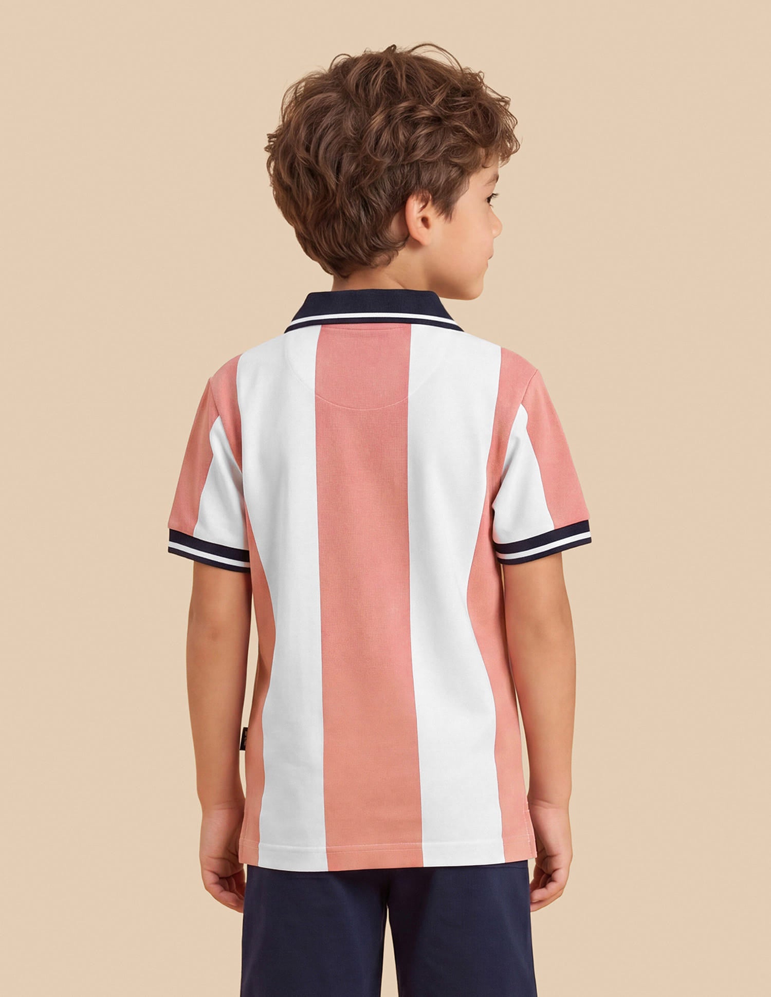 Vertical Striped Regular Fit Polo Shirt Peach - U.S. Polo Assn. India | Large