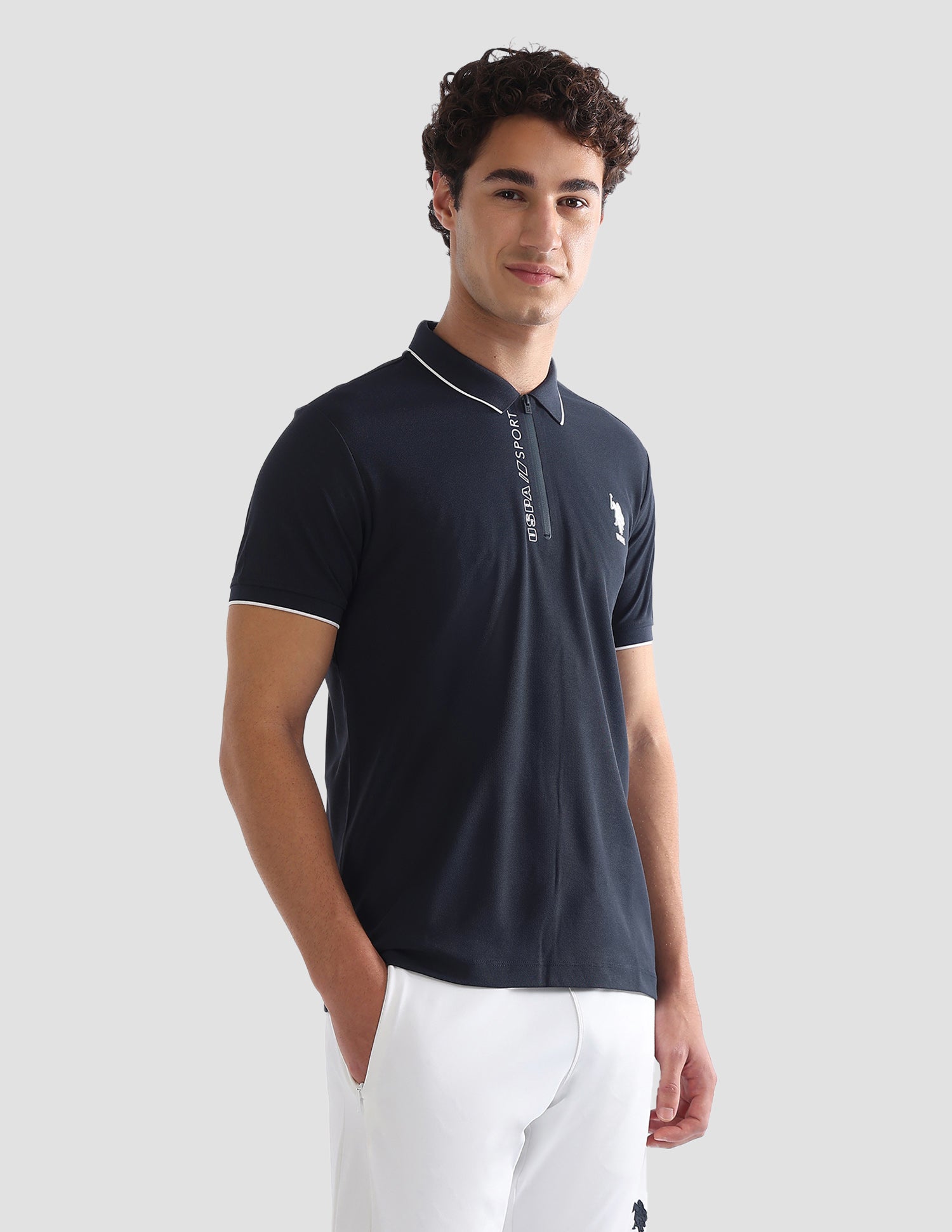 Solid Slim Fit Active Polo Shirt Teal - U.S. Polo Assn. India | Large