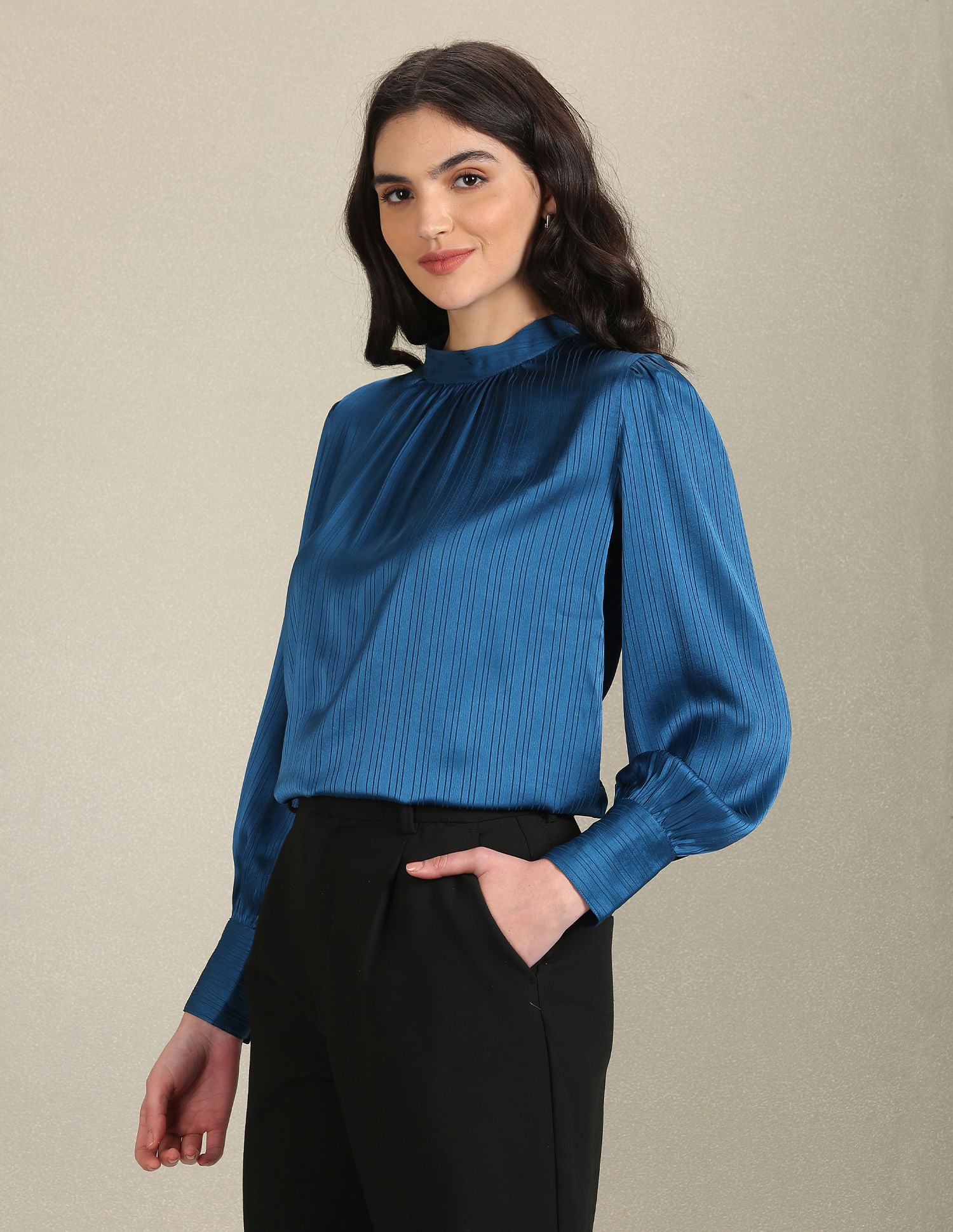 Long Sleeve Vertical Stripe Top Blue - U.S. Polo Assn. India | Large