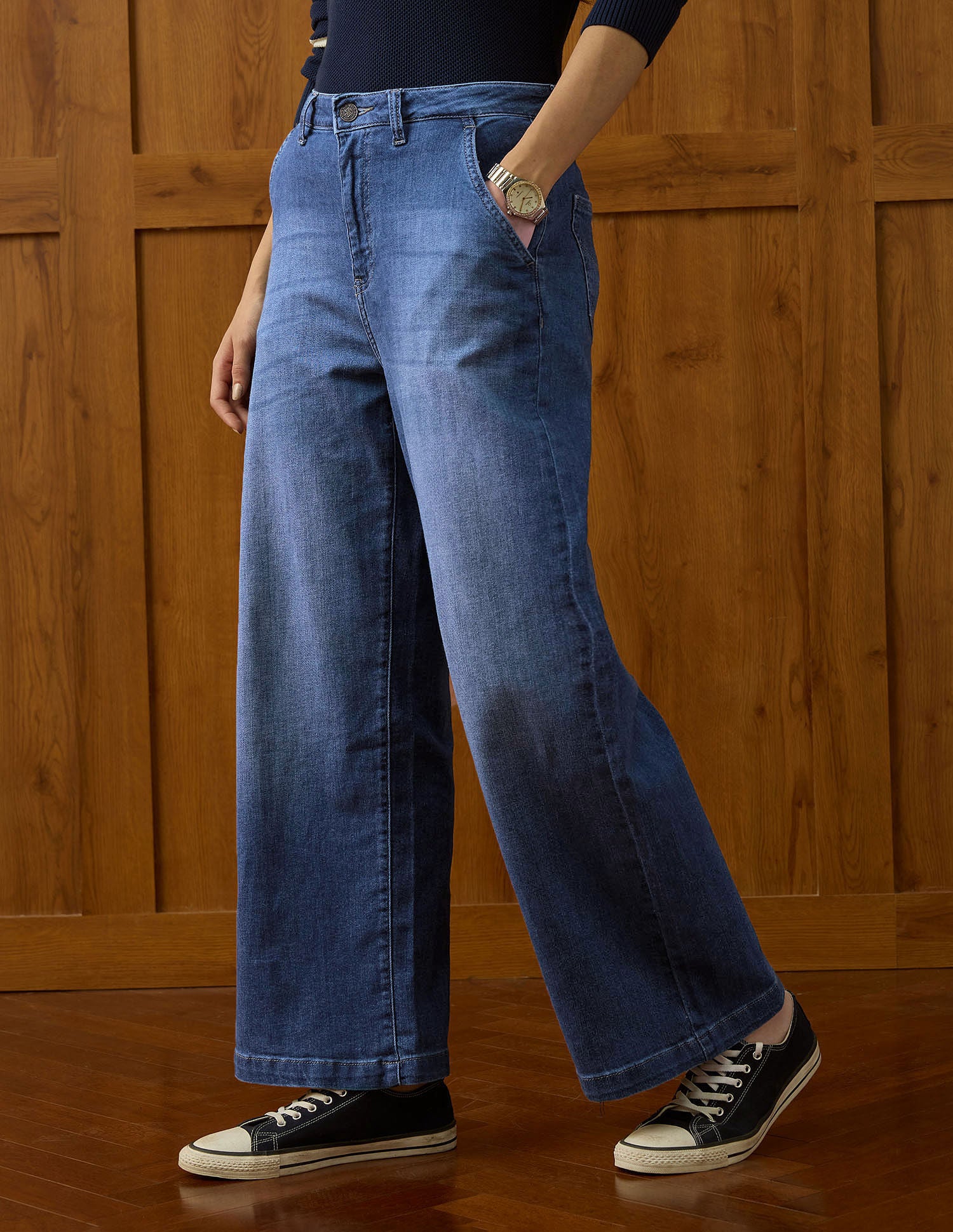 High Rise Wide Leg Jeans Dark Blue - U.S. Polo Assn. India | Large