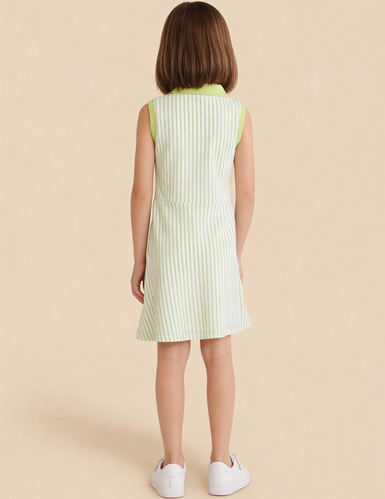Vertical Striped A-Line Dress Green - U.S. Polo Assn. India | Large