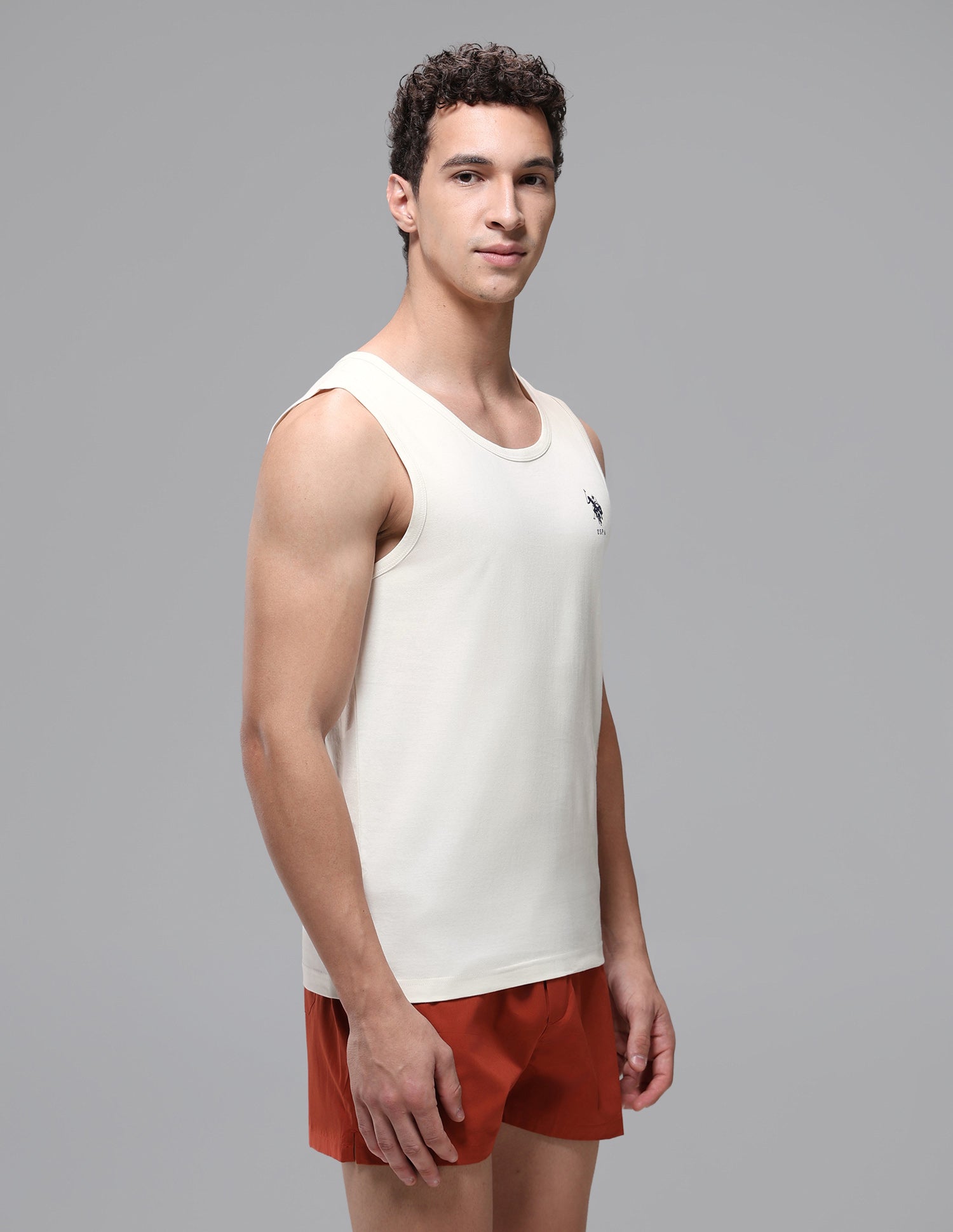 Anti Microbial Pure Cotton OEV08 Vest - Pack Of 2 Rust/Ivory - U.S. Polo Assn. India | Large