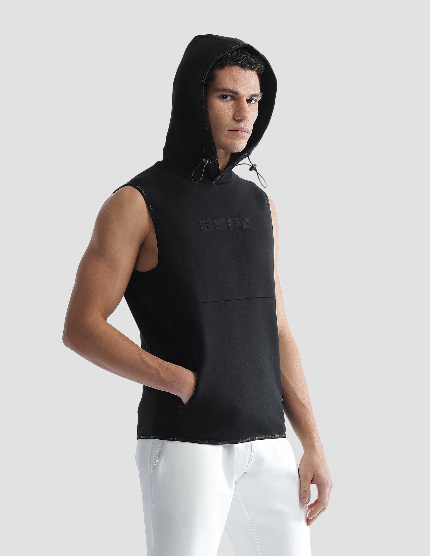 Solid Regular Fit Zipper Active Sweatshirt Black - U.S. Polo Assn. India | Large