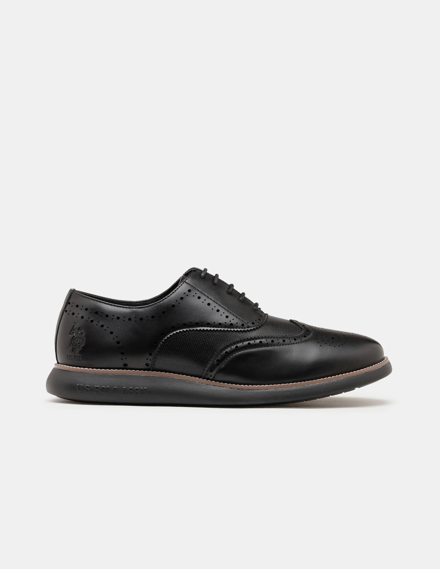 Round Toe Wingtip Marco 2.0 Brogues Black - U.S. Polo Assn. India | Large