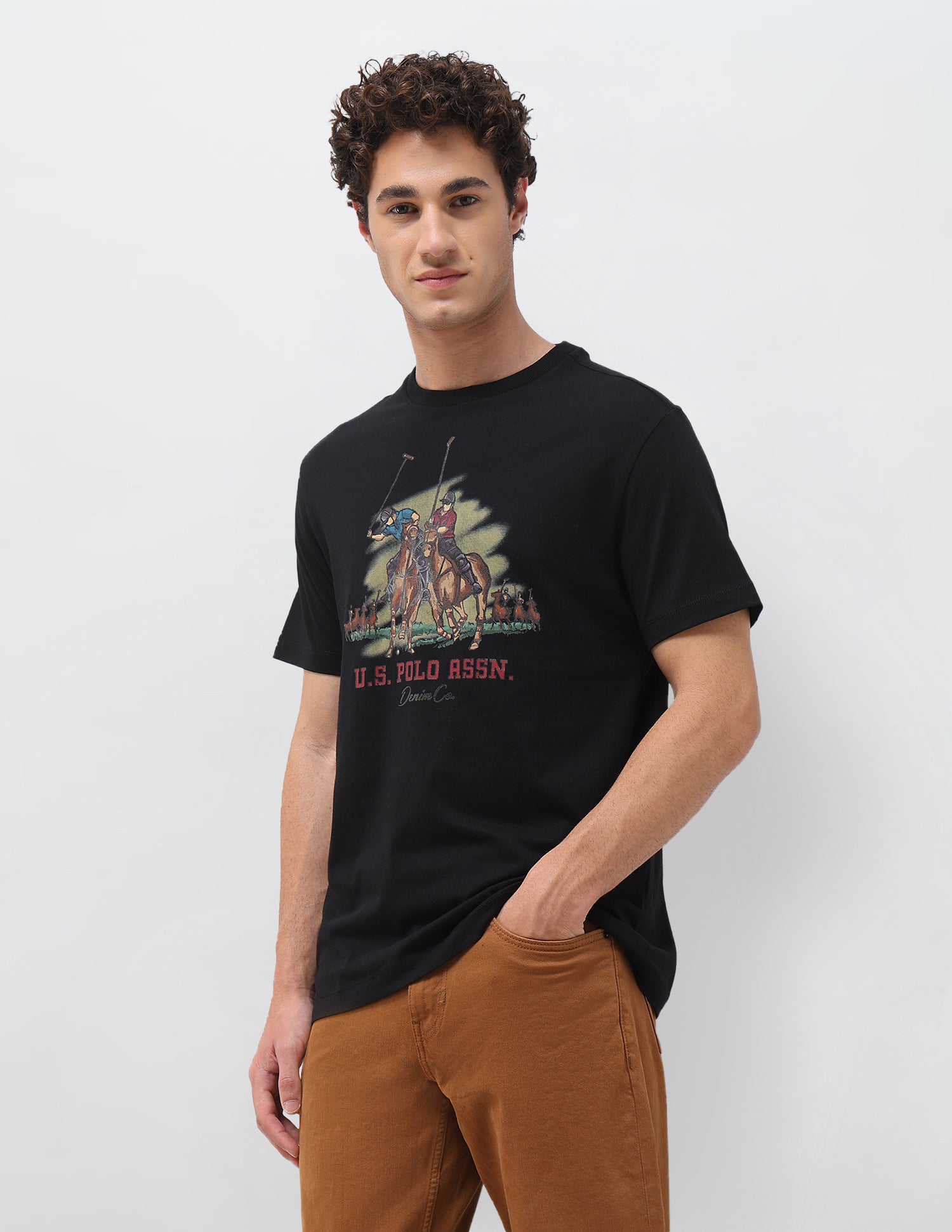 Graphic Brand Printed Slim Fit T-Shirt Black - U.S. Polo Assn. India | Large