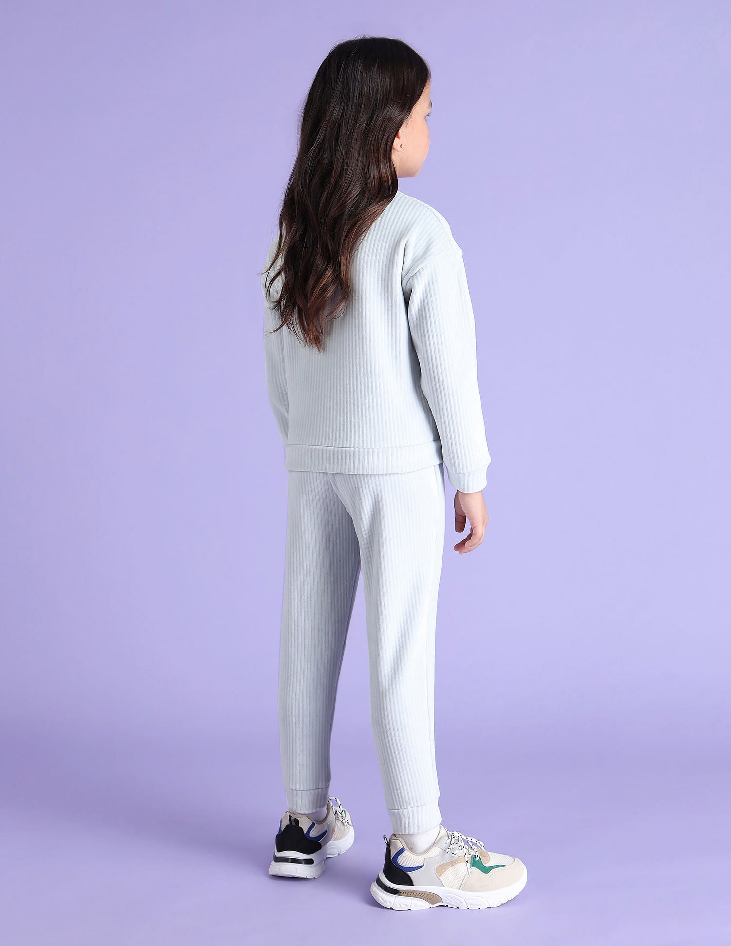 Girls Ribbed Sweatshirt Light Blue - U.S. POLO ASSN. | Large