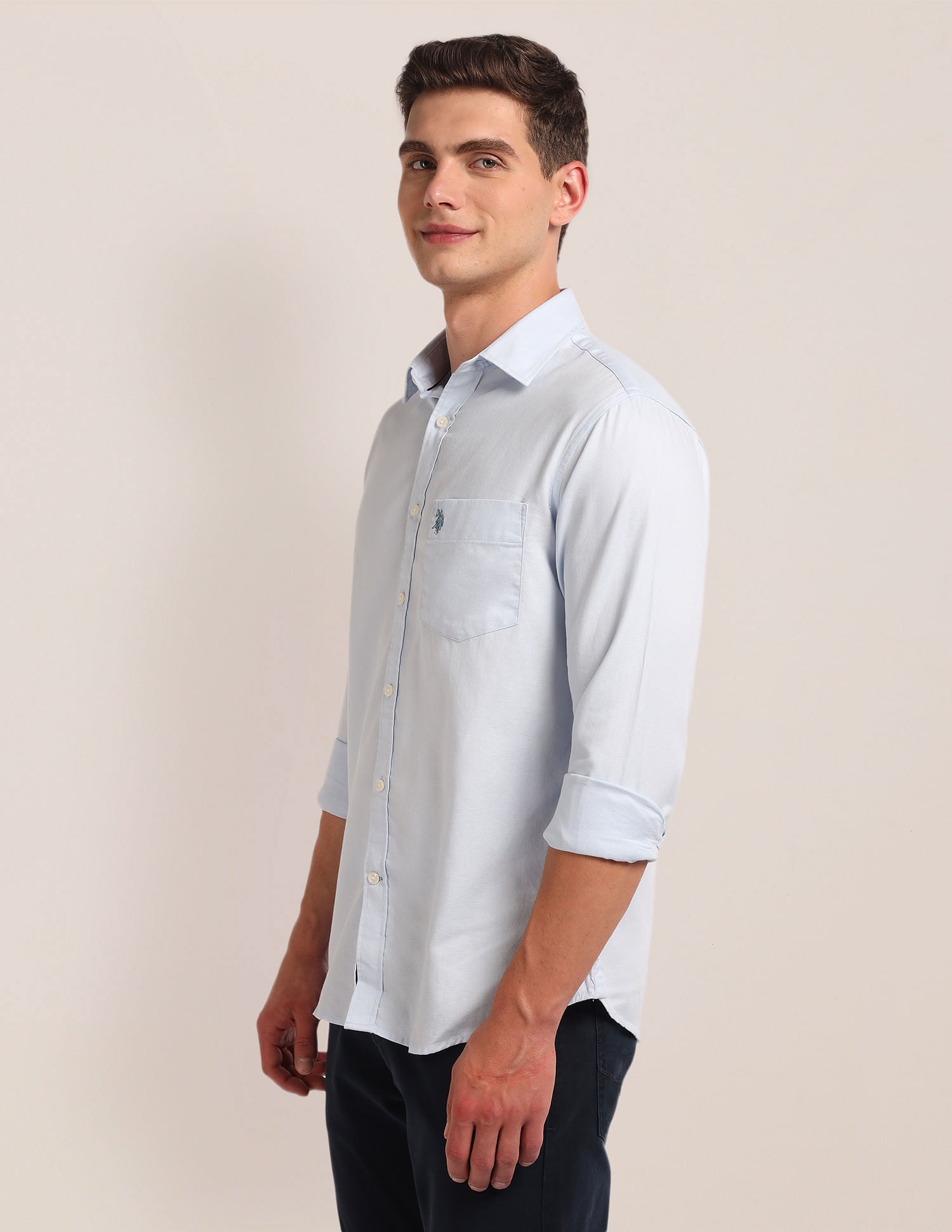 Regular Fit Dobby Shirt Blue - U.S. Polo Assn. India | Large