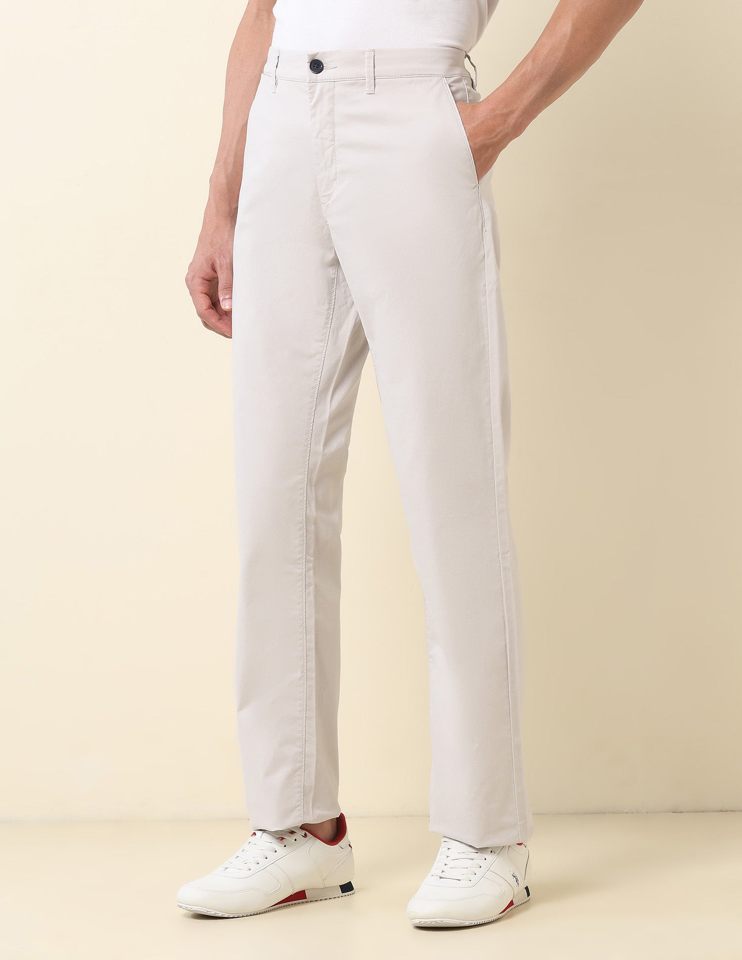 Riley Straight Fit Twill Trousers Light Grey - U.S. POLO ASSN. | Large