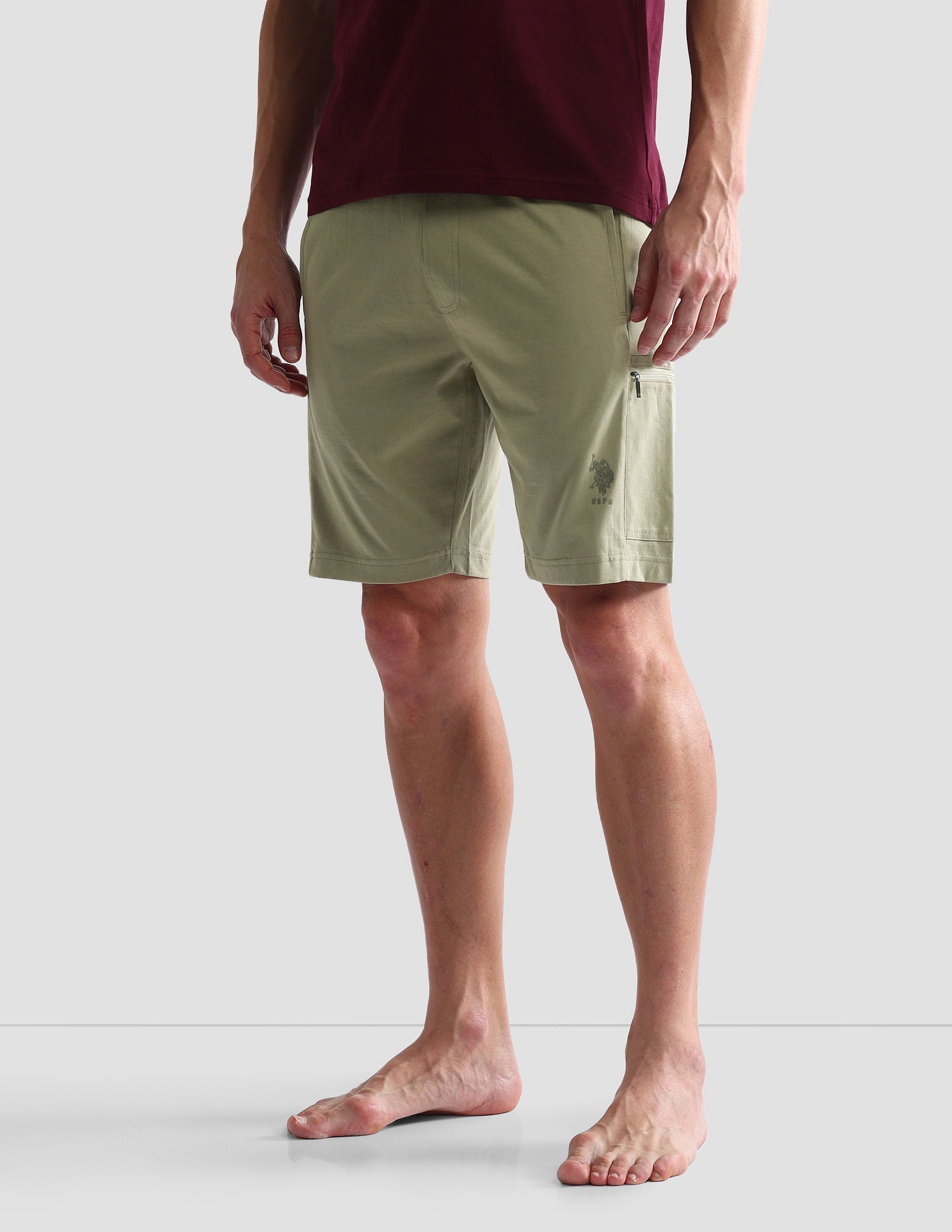 Mid Rise Solid OES04 Lounge Shorts - Pack Of 1 Beige - U.S. POLO ASSN. | Large