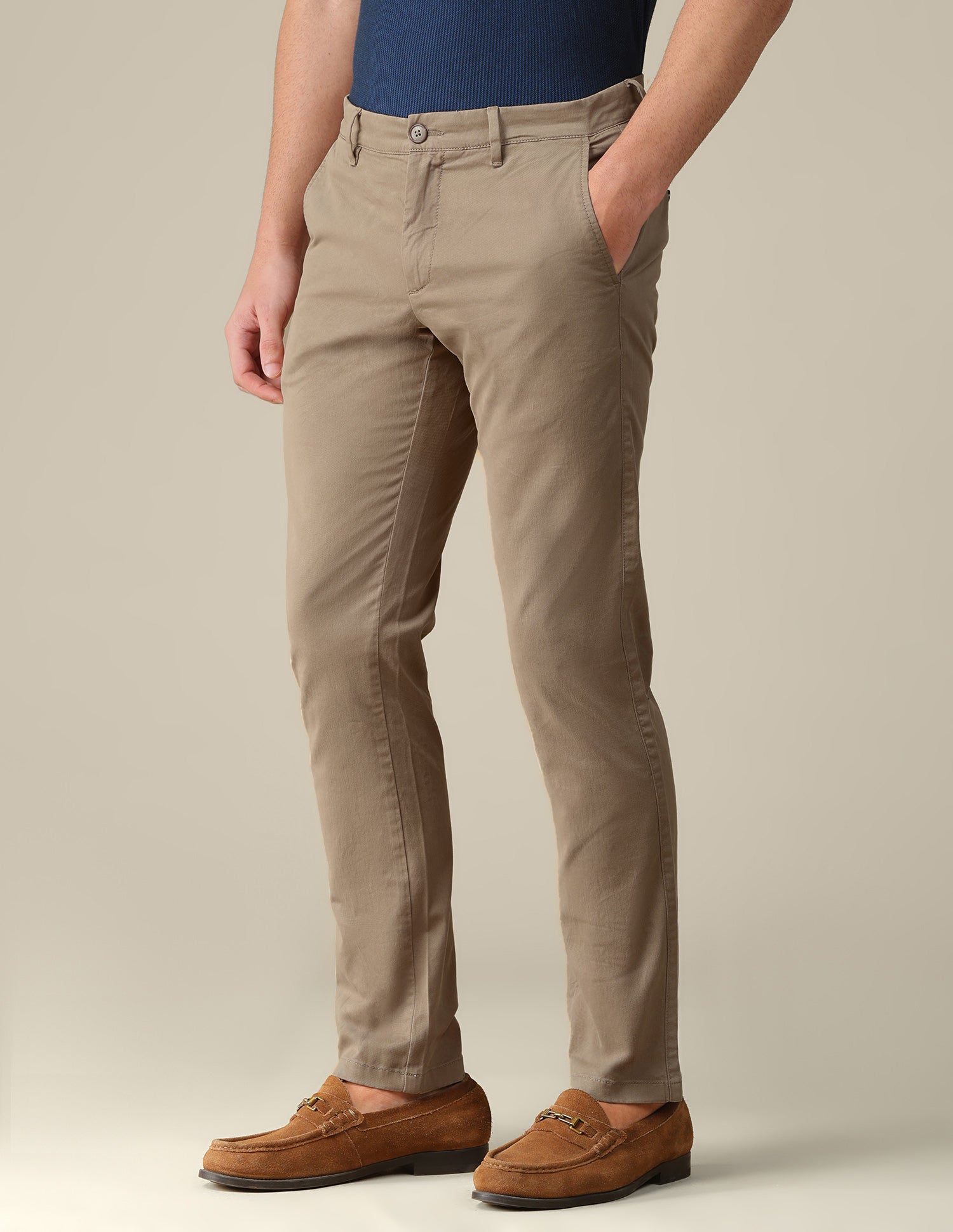 Denver slim fit Twill Trousers Tan - U.S. Polo Assn. India | Large