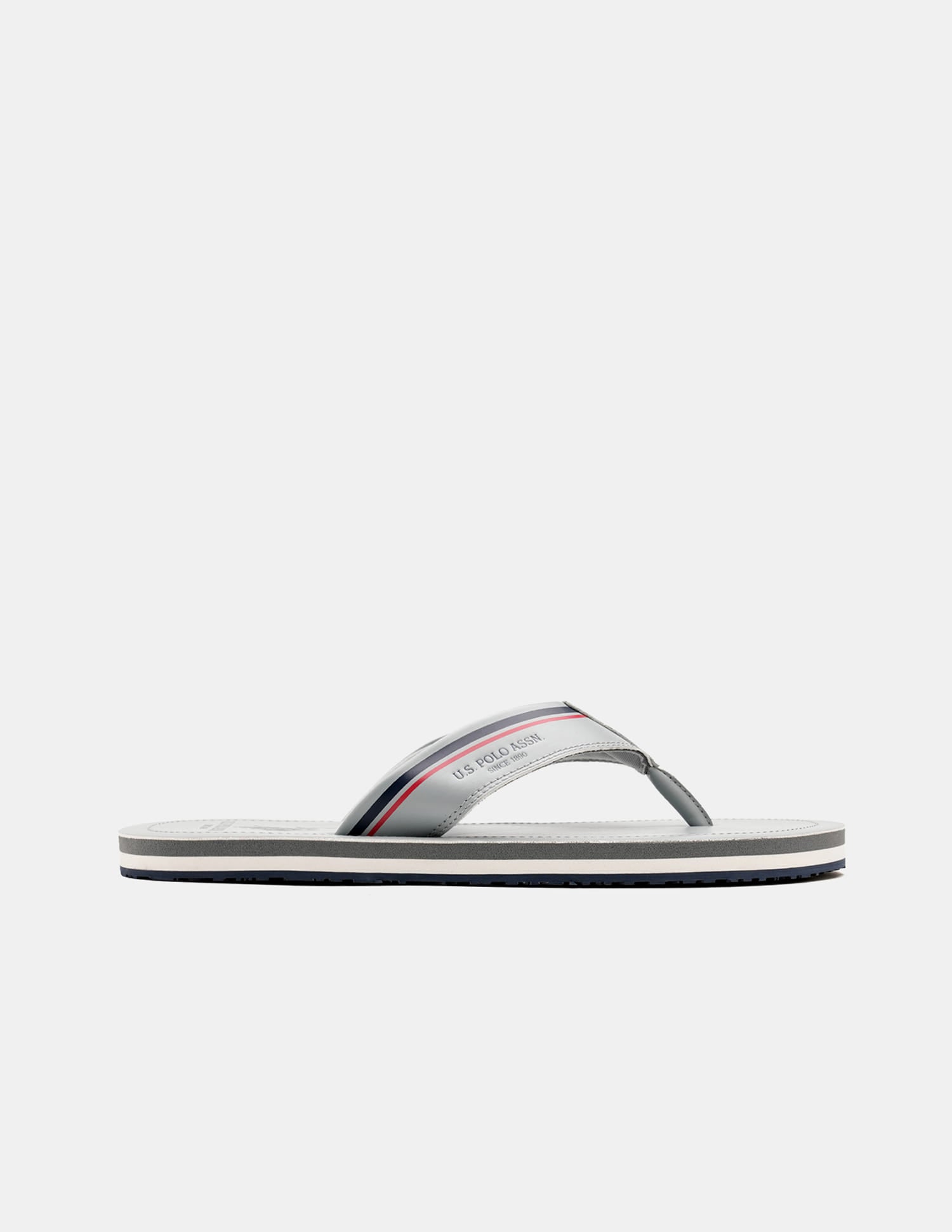 Men Nesta Striped Flip Flops Light Grey - U.S. Polo Assn. India | Large