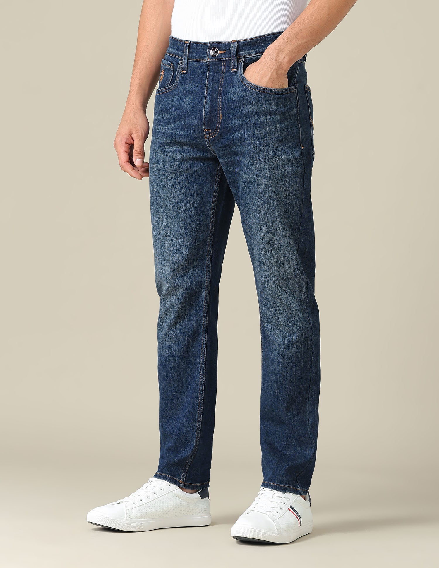 Cole Comfort Cropped Fit Blue Jeans Dark Blue - U.S. POLO ASSN. | Large