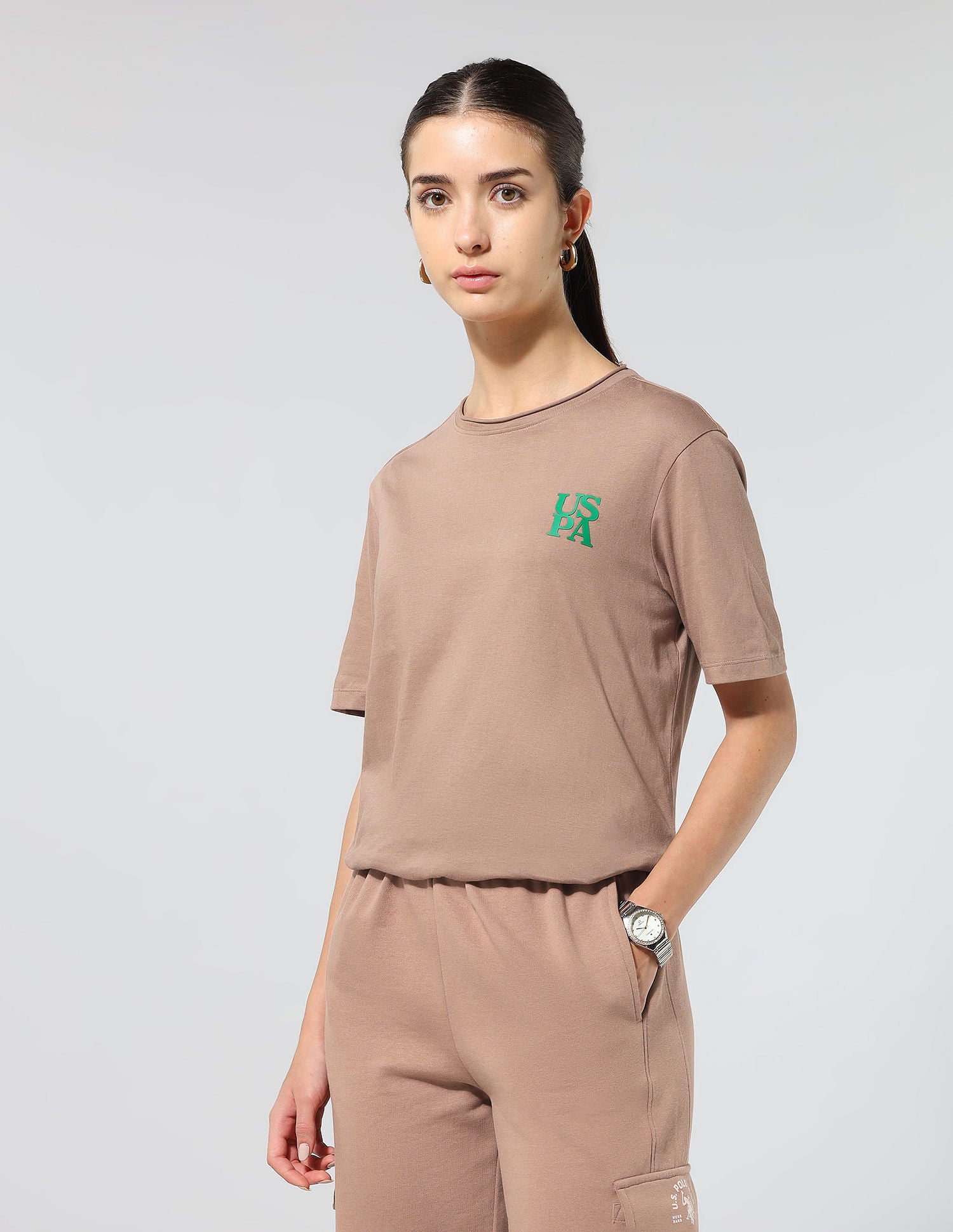 Relaxed Fit Solid Lounge T-Shirt Light Brown - U.S. POLO ASSN. | Large