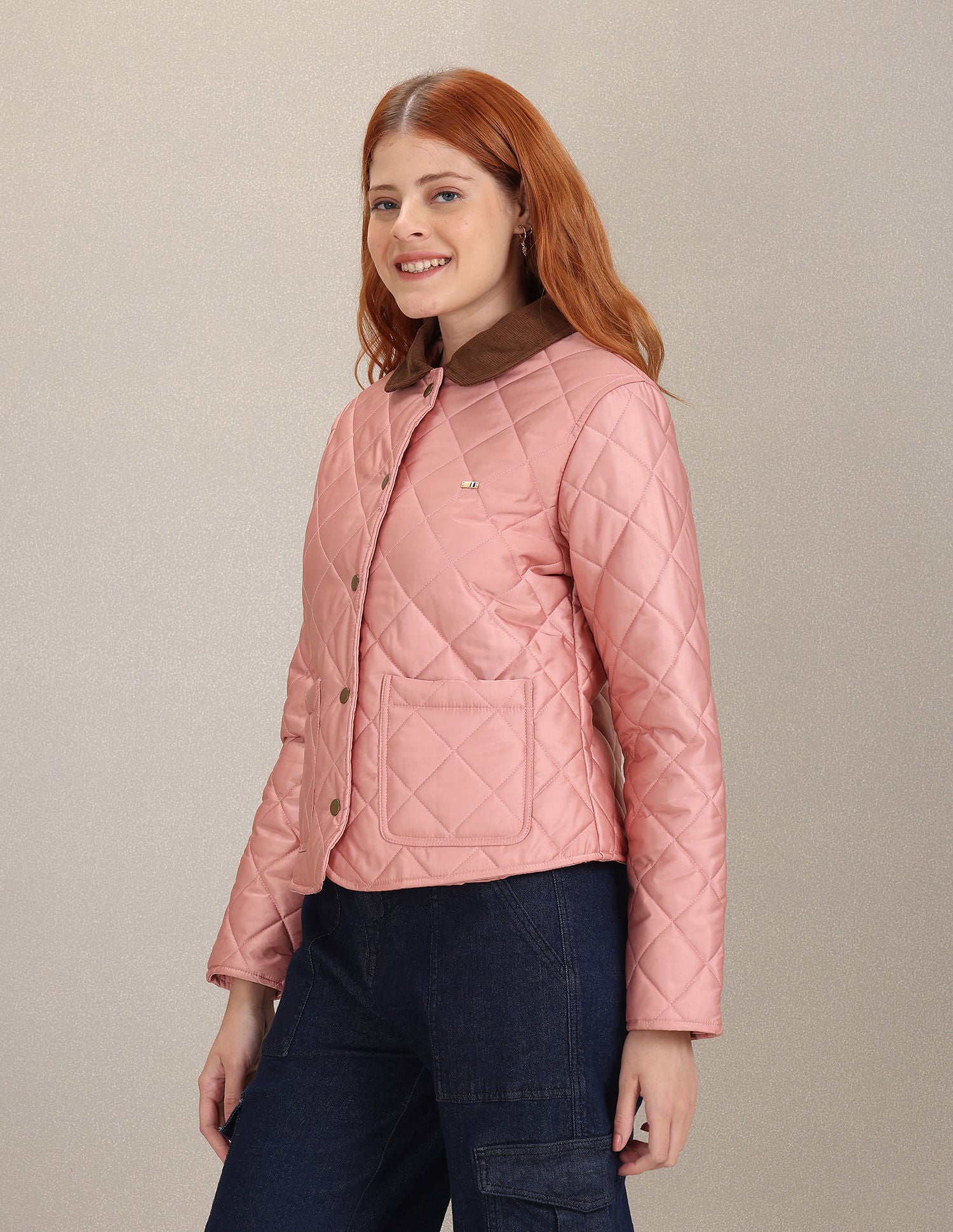 Long Sleeve Solid Quilted Jacket Pink - U.S. Polo Assn. India | Large