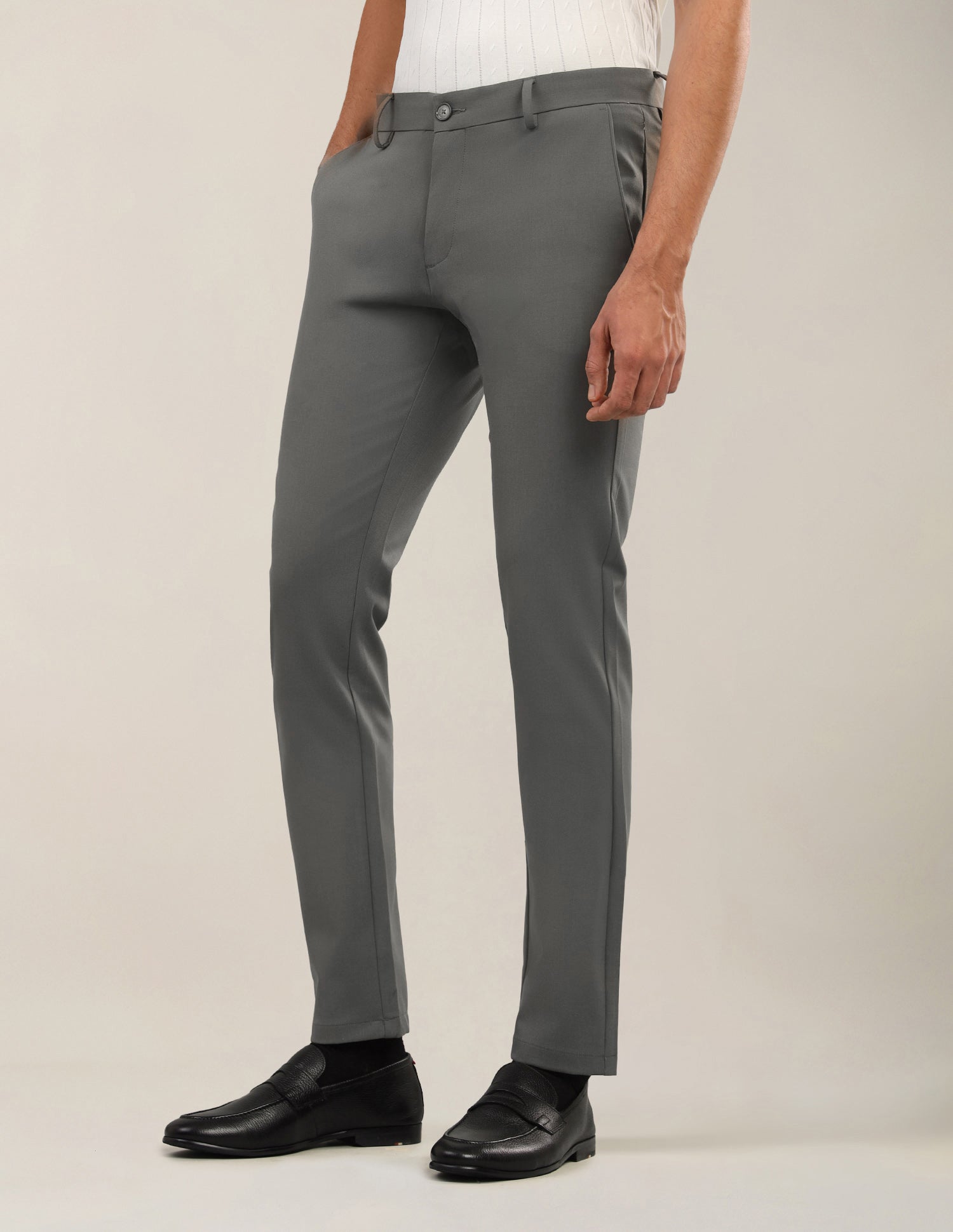Super Slim Fit Satin Trousers Sage - U.S. Polo Assn. India | Large