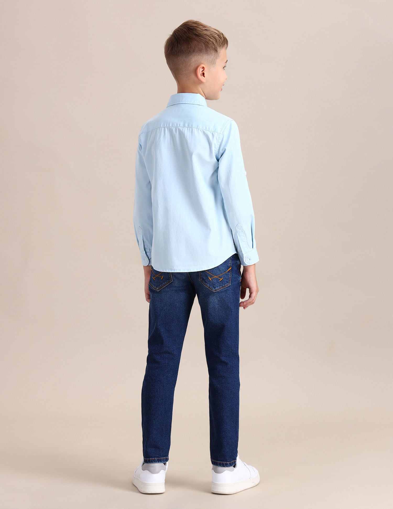 Boys Brand Printed Cotton Shirt Light Blue - U.S. POLO ASSN. | Large