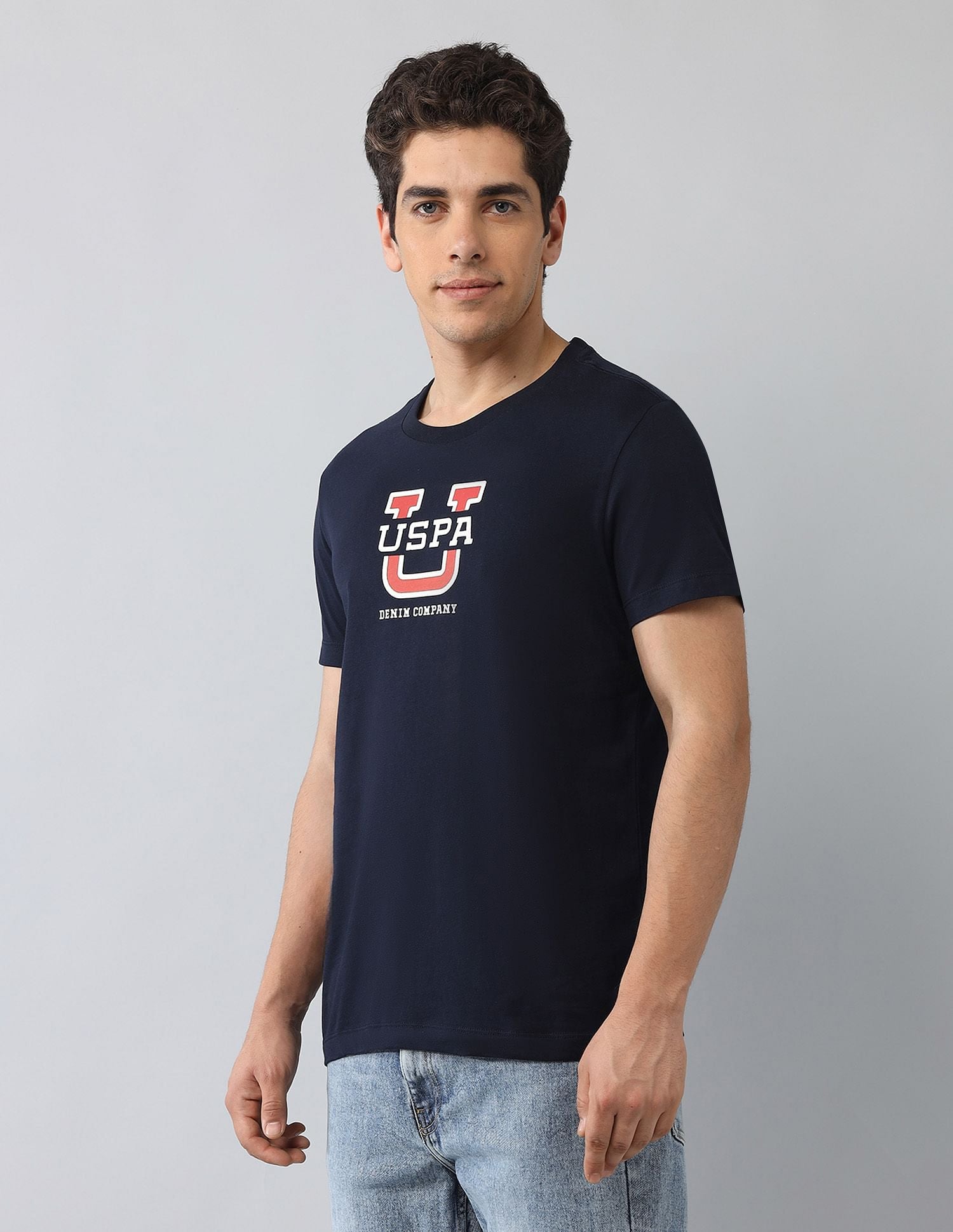 Muscle Fit Brand Printed T-Shirt Navy - U.S. Polo Assn. India | Large