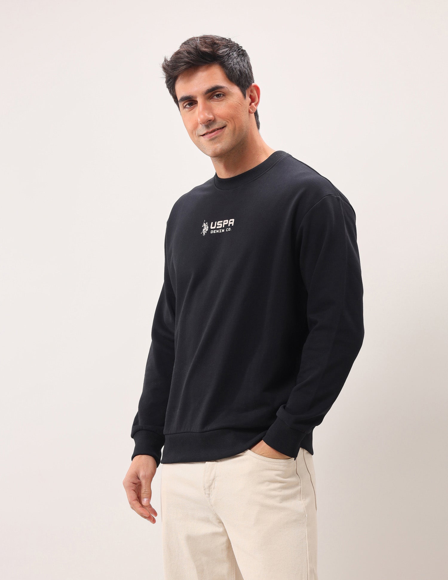 Brand Printed Oversized Fit Sweatshirt Black - U.S. POLO ASSN. | Large