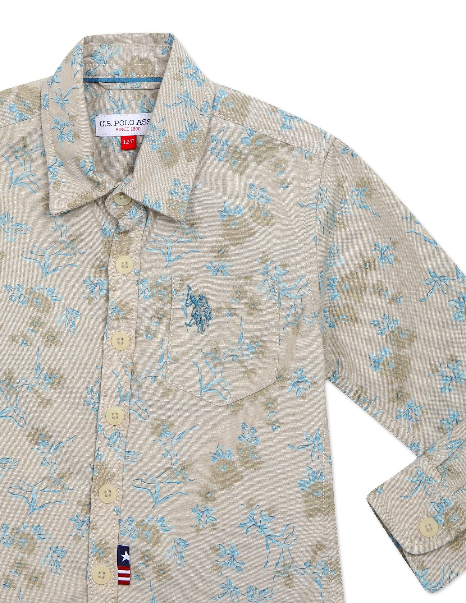 Spread Collar Printed Shirt Beige - U.S. Polo Assn. India | Large