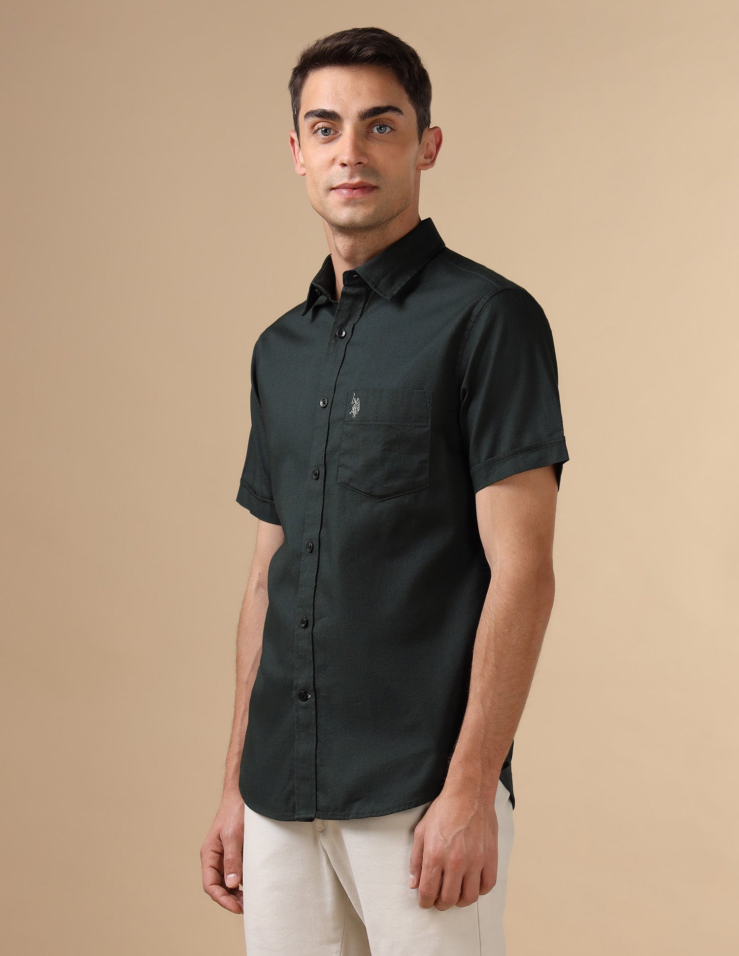 Dobby Pure Cotton Shirt Teal - U.S. POLO ASSN. | Large