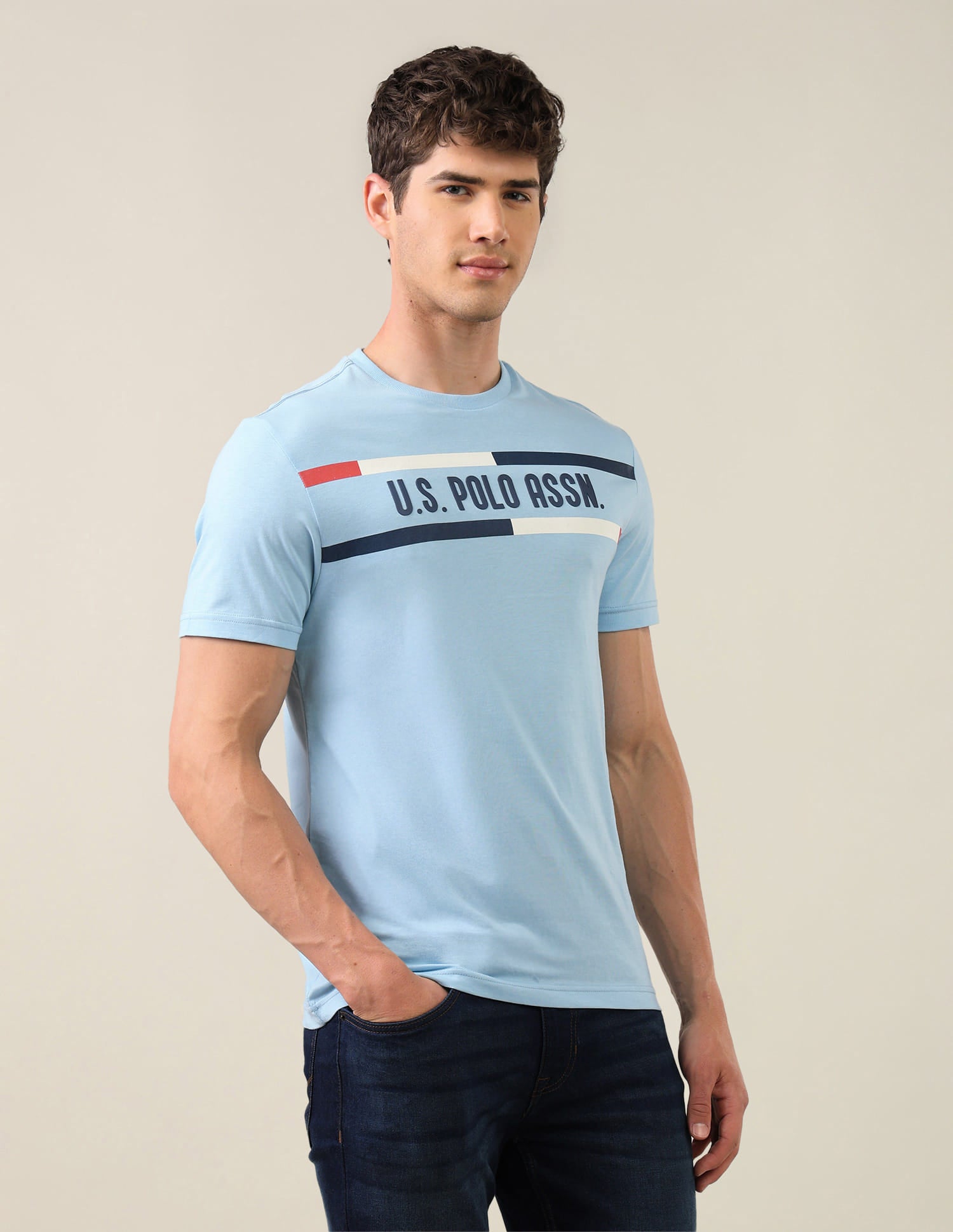 Brand Printed Regular Fit T-Shirt Blue - U.S. Polo Assn. India | Large