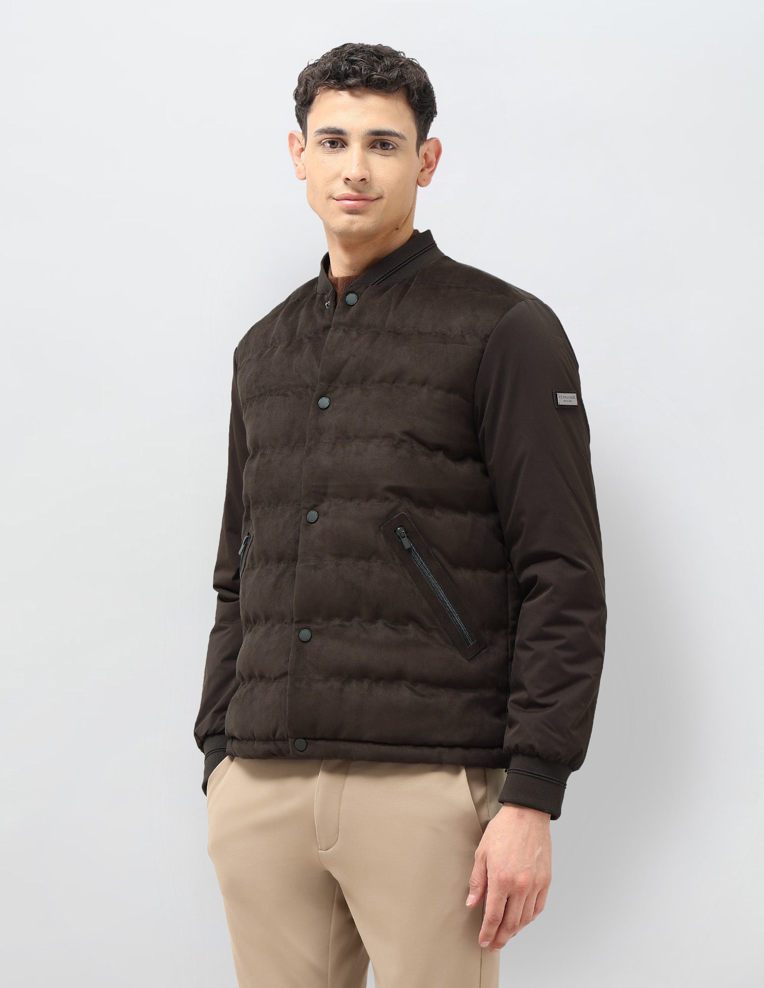 Solid Regular Fit Puffer Jacket Dark Brown - U.S. POLO ASSN. | Large
