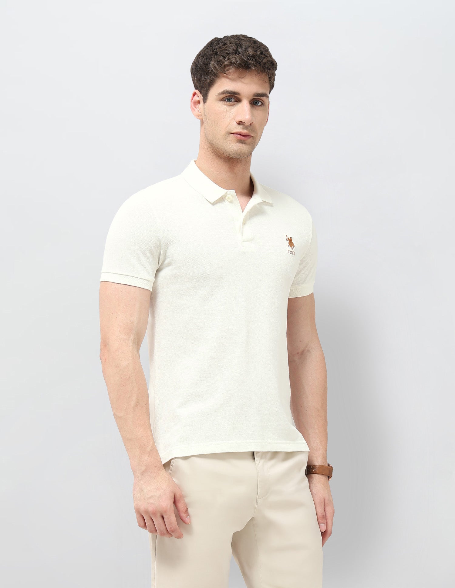 Graphic Brand Printed Regular Fit Polo Shirt Ivory - U.S. POLO ASSN. | Large