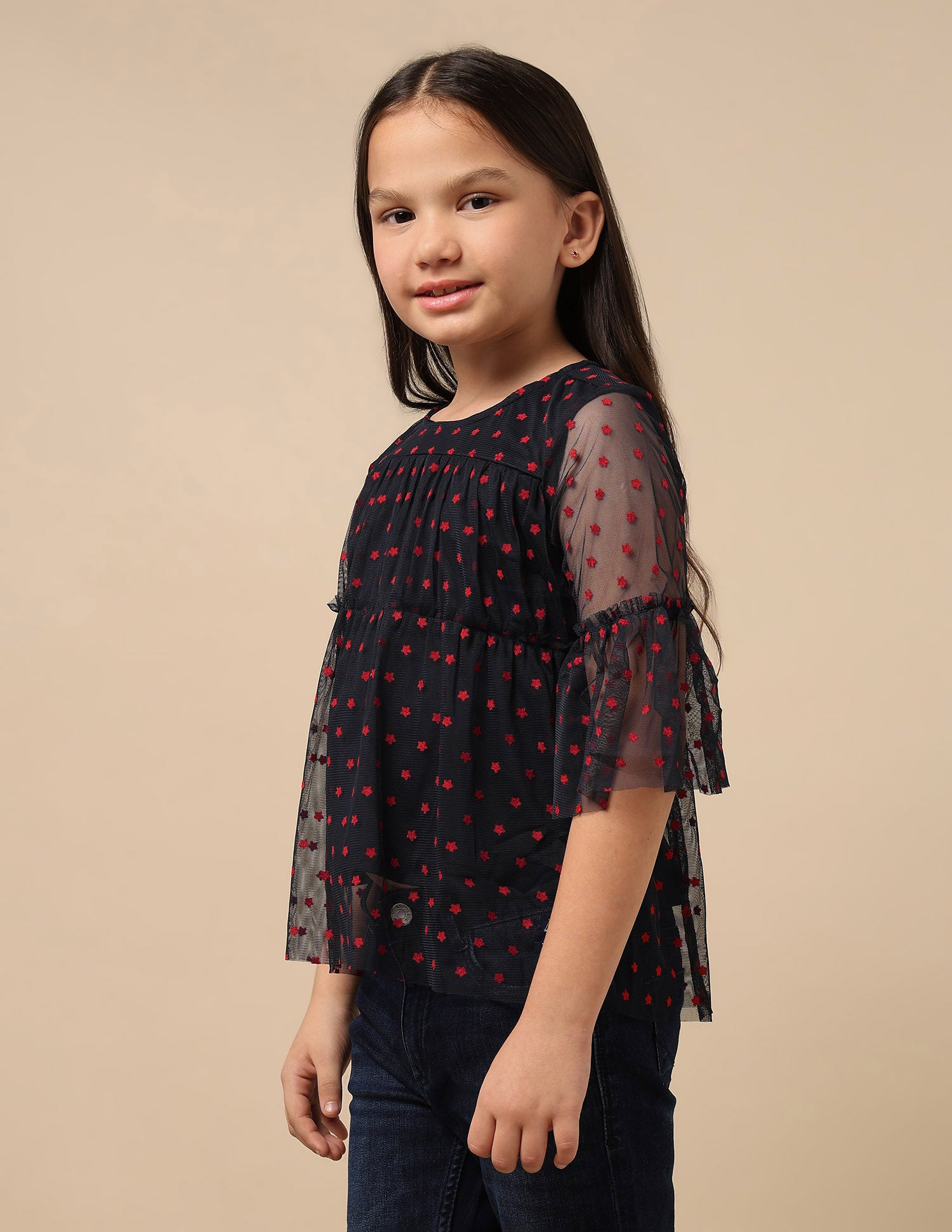 Star Print Tiered Top Navy - U.S. POLO ASSN. | Large