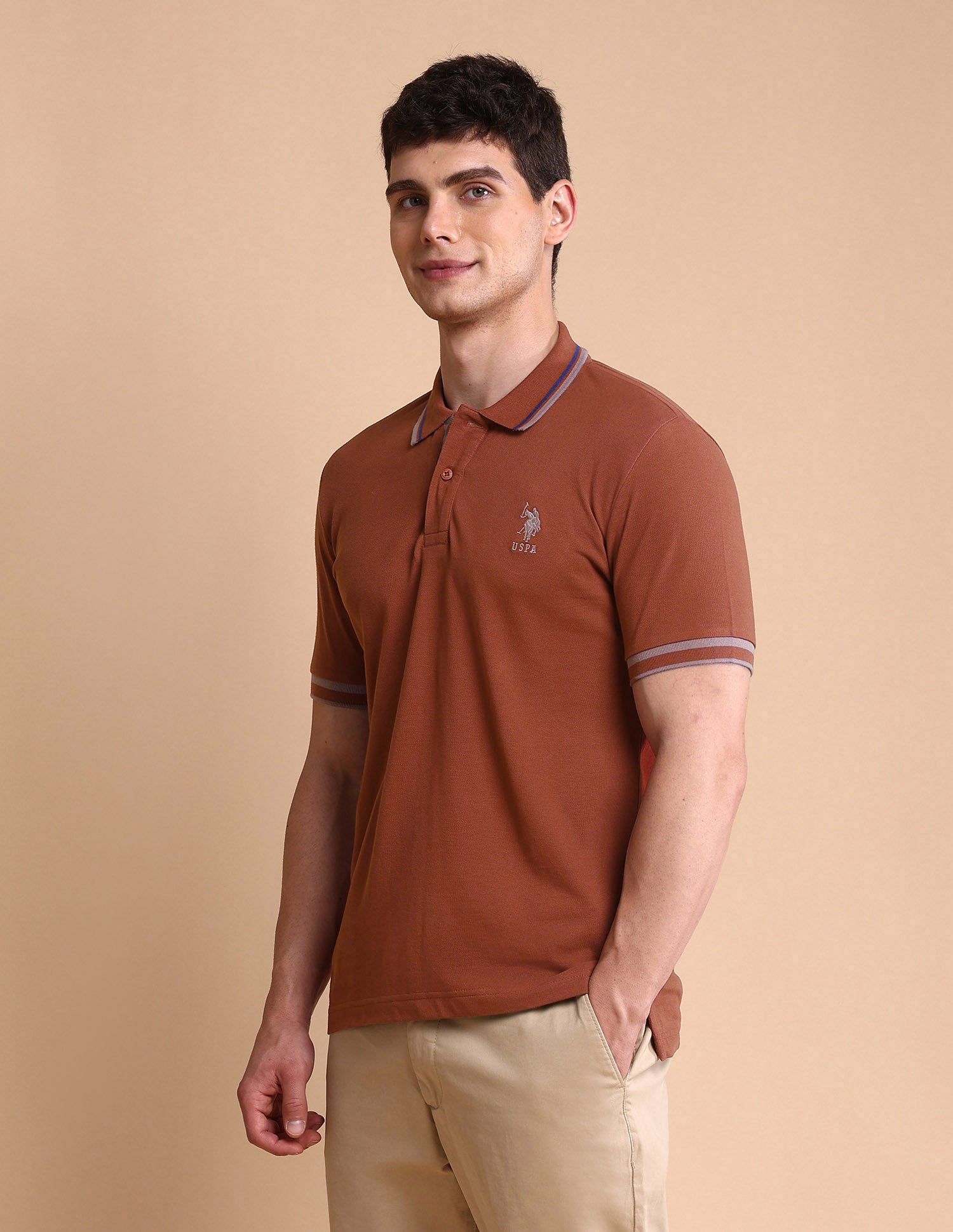 Pure Cotton Slim Fit Polo Shirt Maroon - U.S. POLO ASSN. | Large