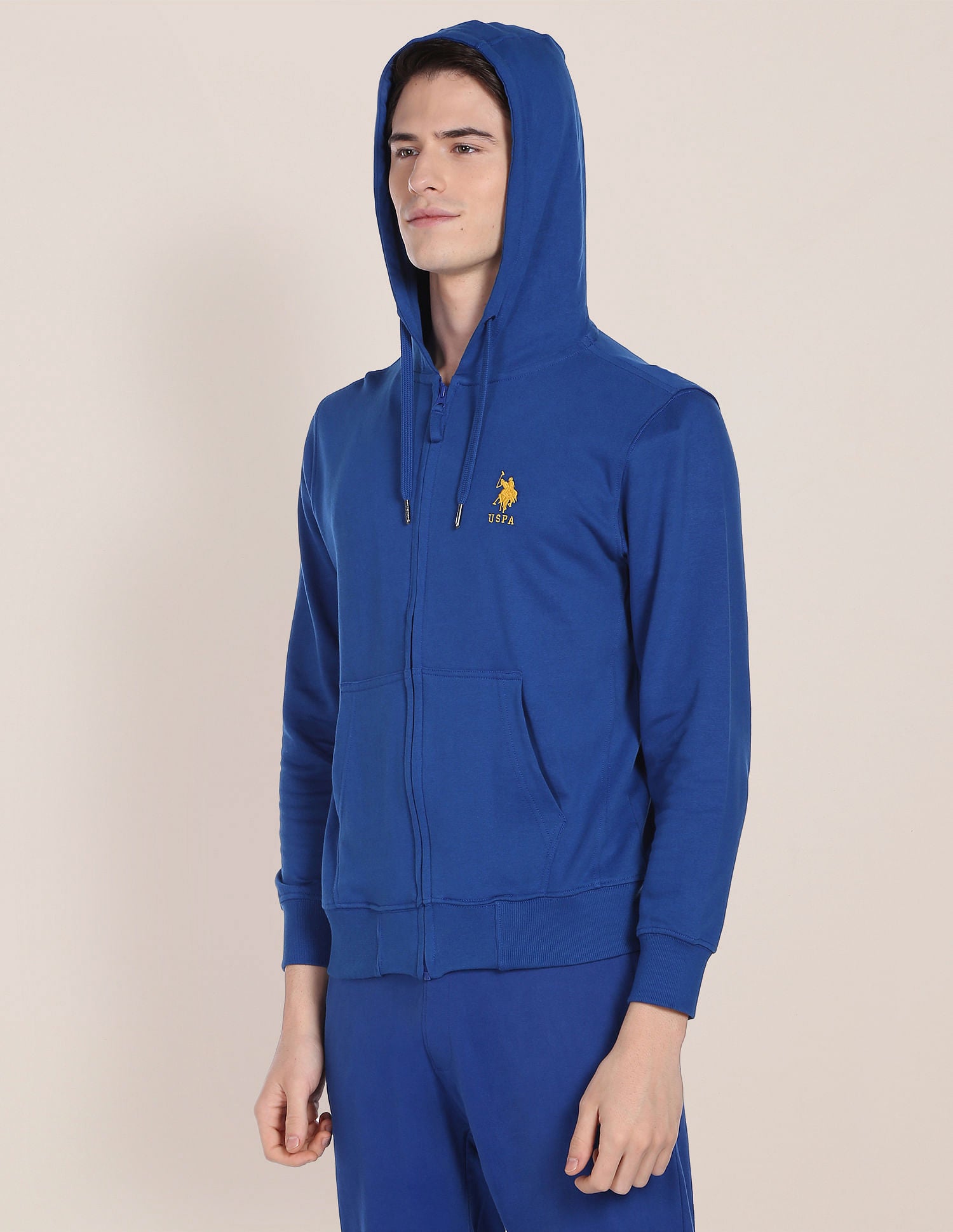 Solid Hooded Sweatshirt Blue - U.S. POLO ASSN. | Large