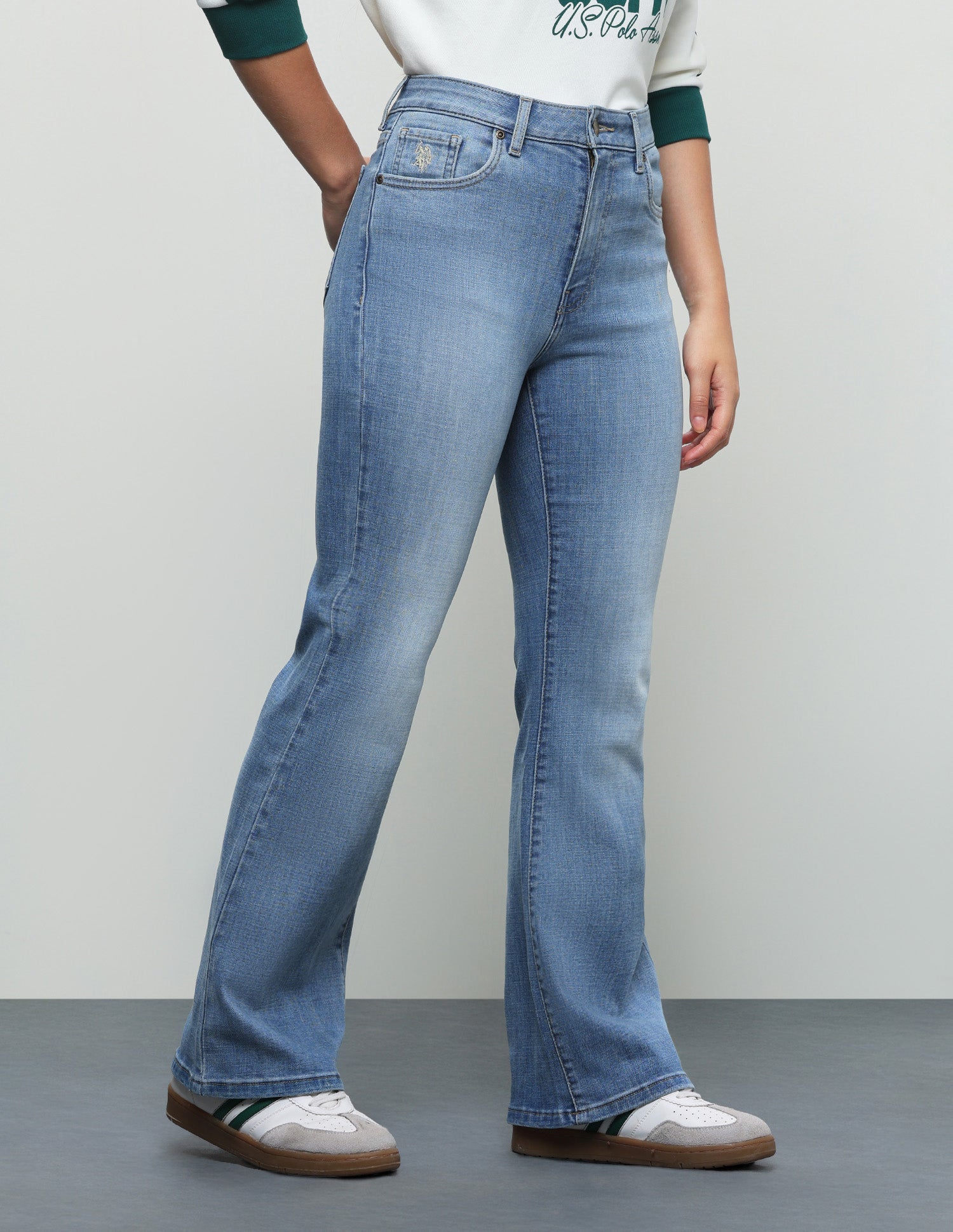 High Rise Bootcut Fit Jeans Light Blue - U.S. Polo Assn. India | Large