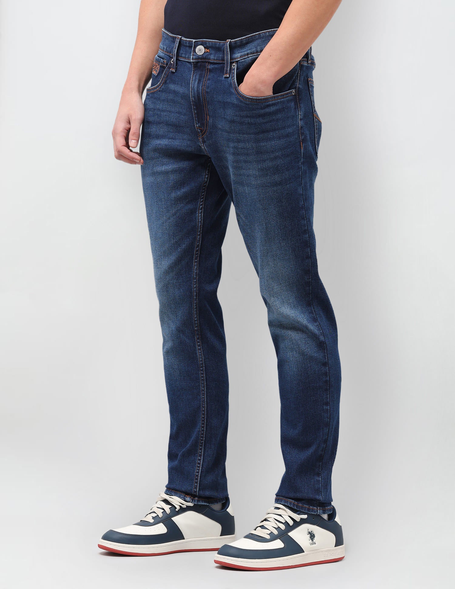 Solid Slim Fit Jeans Blue - U.S. Polo Assn. India | Large