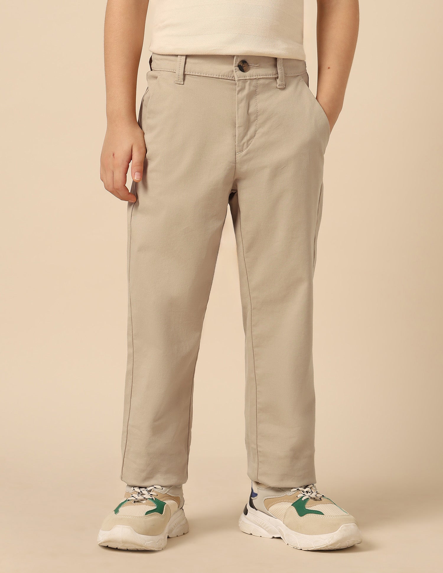 Boys Twill Regular Fit Trousers Khaki - U.S. POLO ASSN. | Large