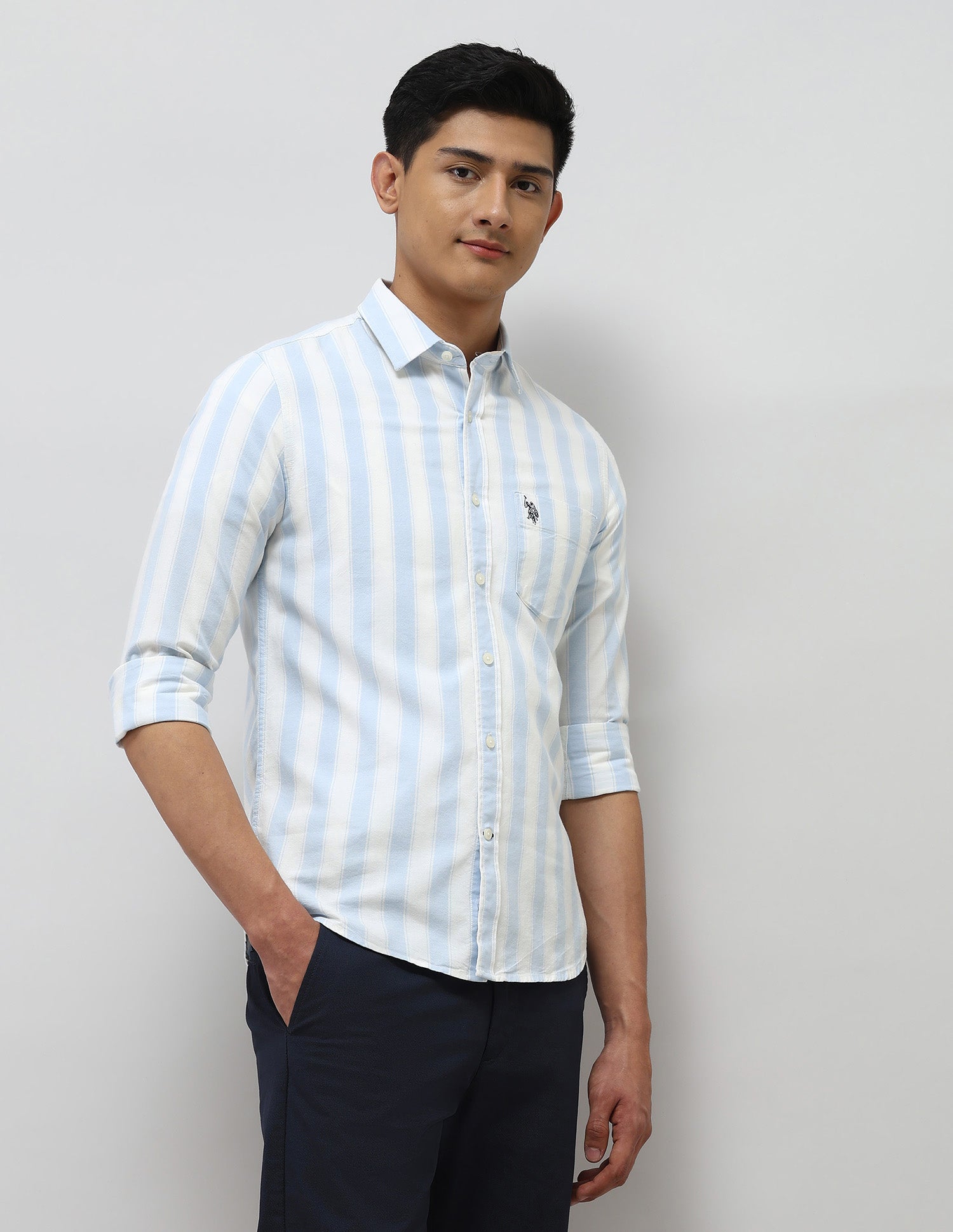 Oxford Tailored Fit Shirt Light Blue - U.S. Polo Assn. India | Large