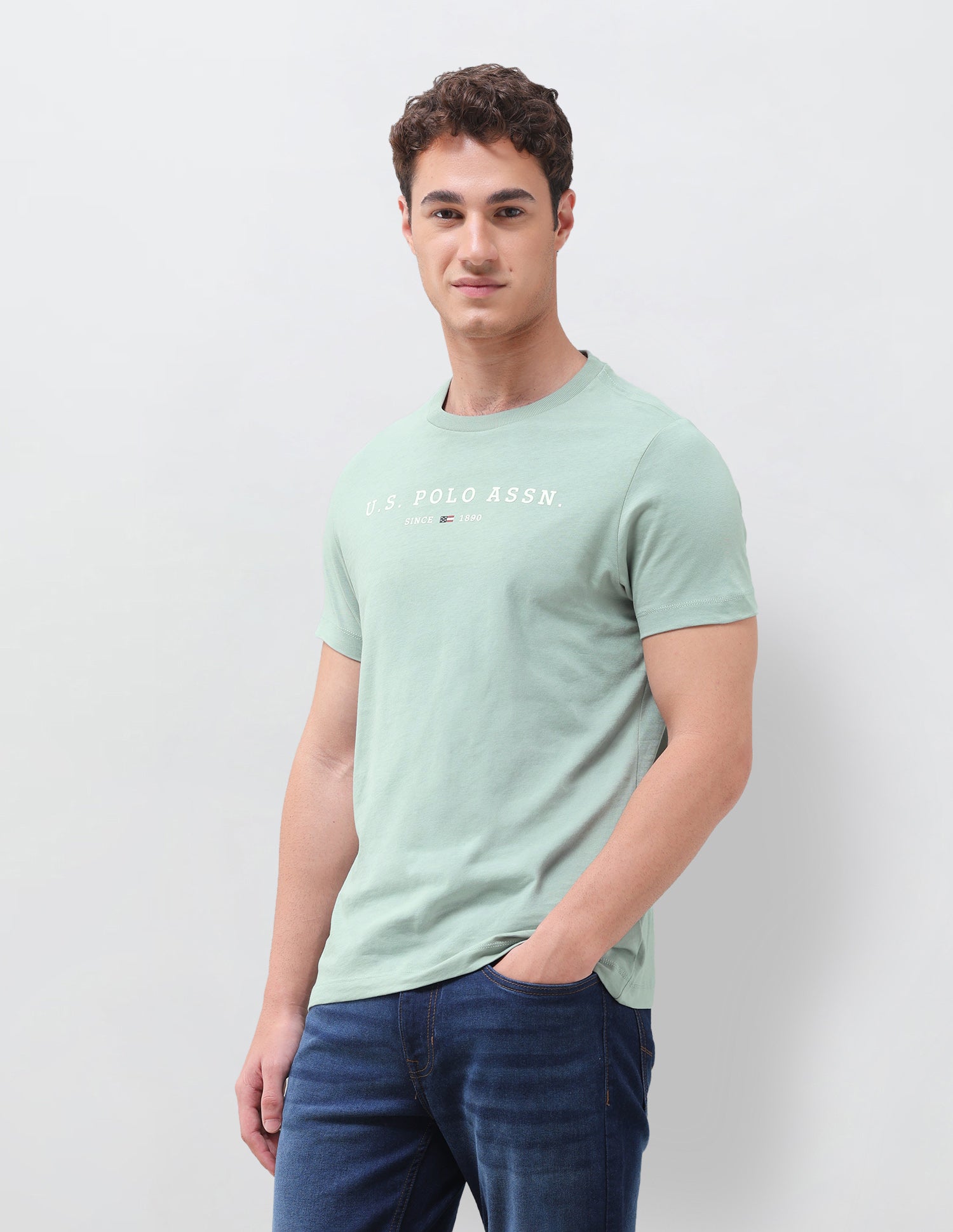 Solid Regular Fit T-Shirt Light Green - U.S. Polo Assn. India | Large