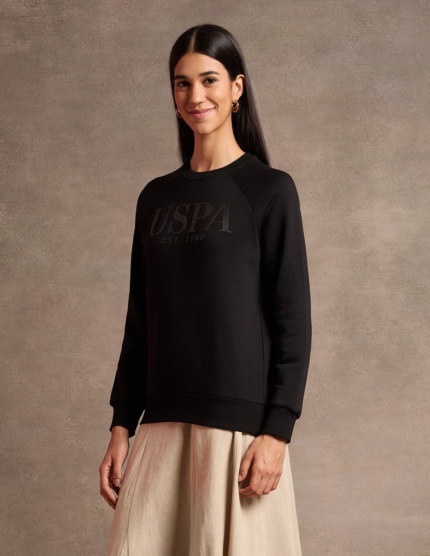 Hd Print Regular Fit Sweatshirt Black - U.S. POLO ASSN. | Large