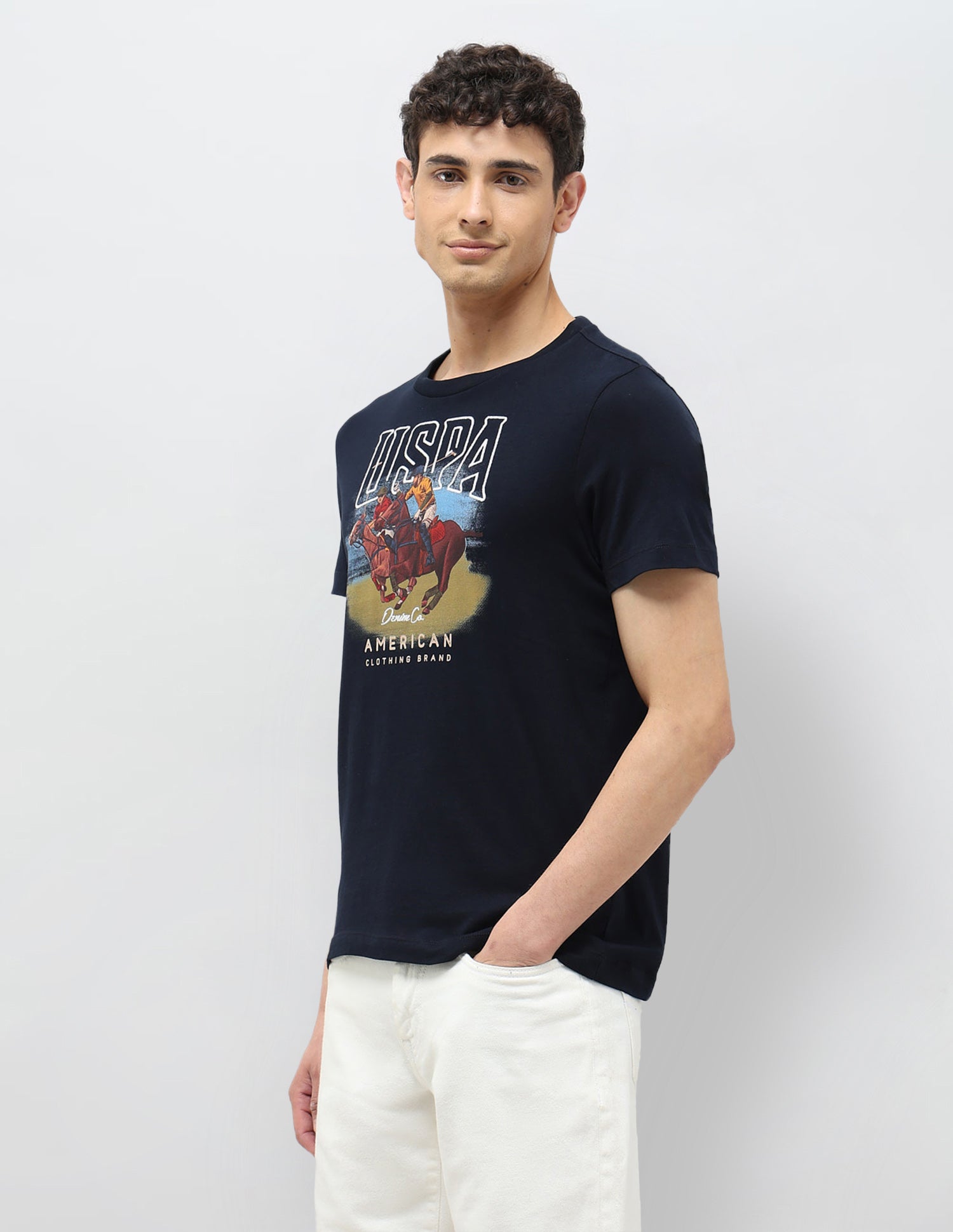 Graphic Printed Regular Fit T-shirt Navy - U.S. POLO ASSN. | Large