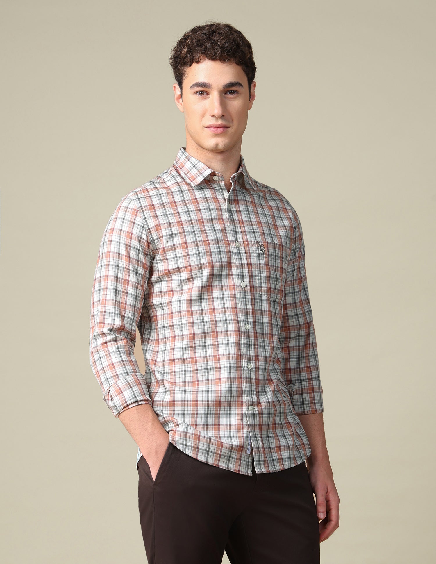 Twill Tailored Fit Shirt Rust - U.S. Polo Assn. India | Large