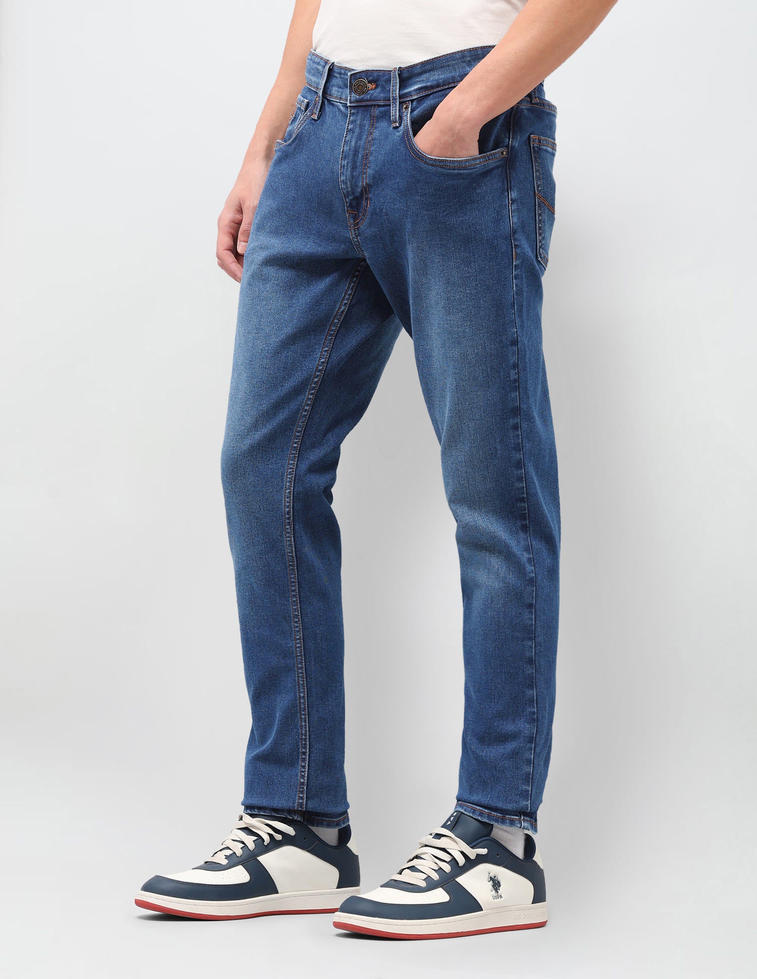 Solid Slim Fit Jeans Blue - U.S. Polo Assn. India | Large