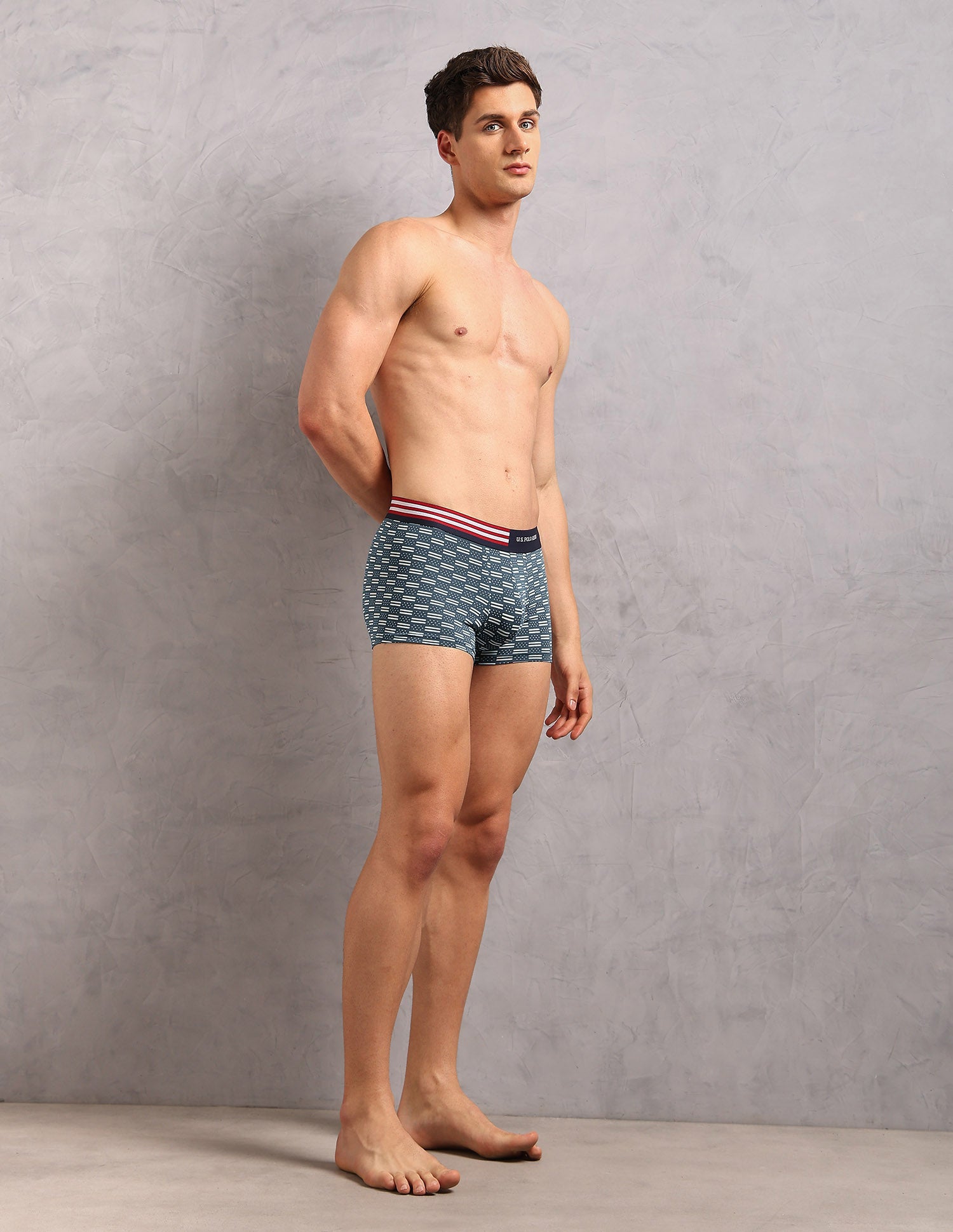 Printed Low Rise OET20 Trunks - Pack Of 3 Orion Blue, Sea and Asphalight - U.S. Polo Assn. India | Large