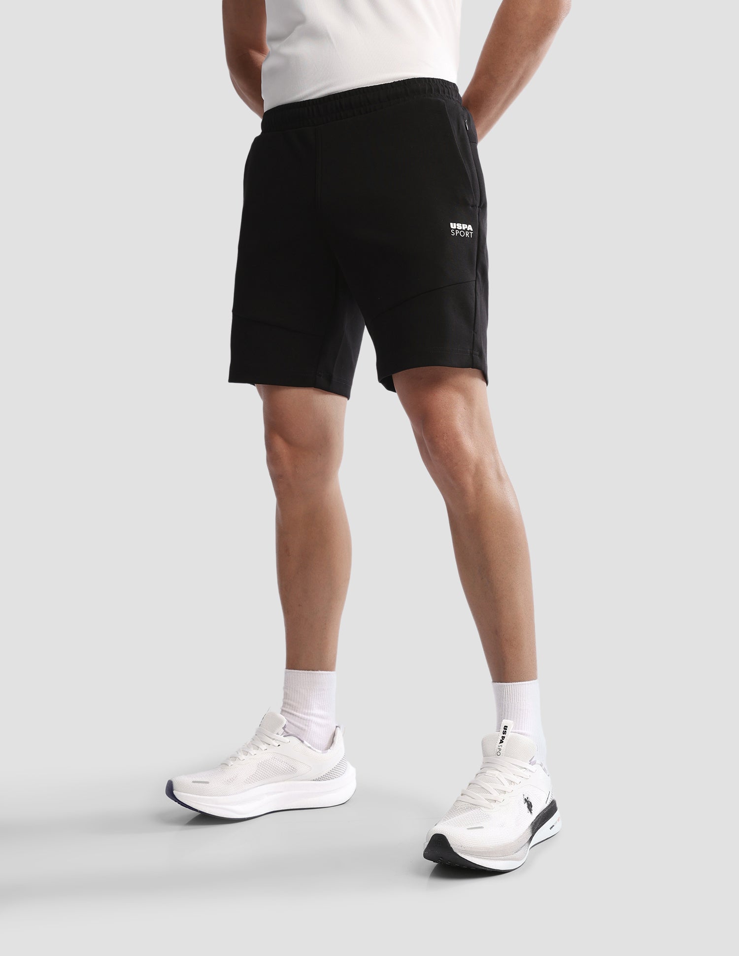 Solid Regular Fit Active Shorts Black - U.S. Polo Assn. India | Large