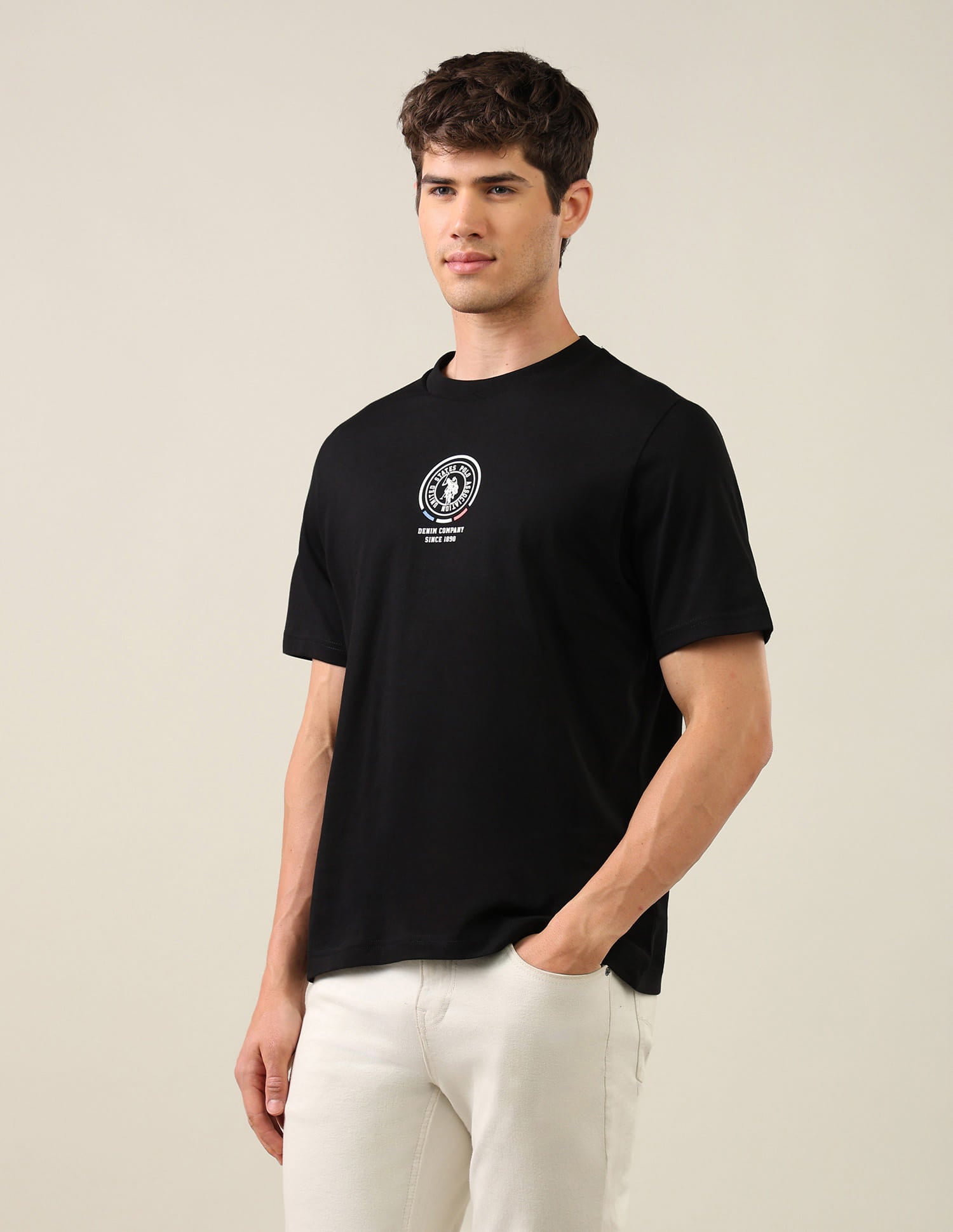 Solid Relaxed Fit T-Shirt Black - U.S. Polo Assn. India | Large