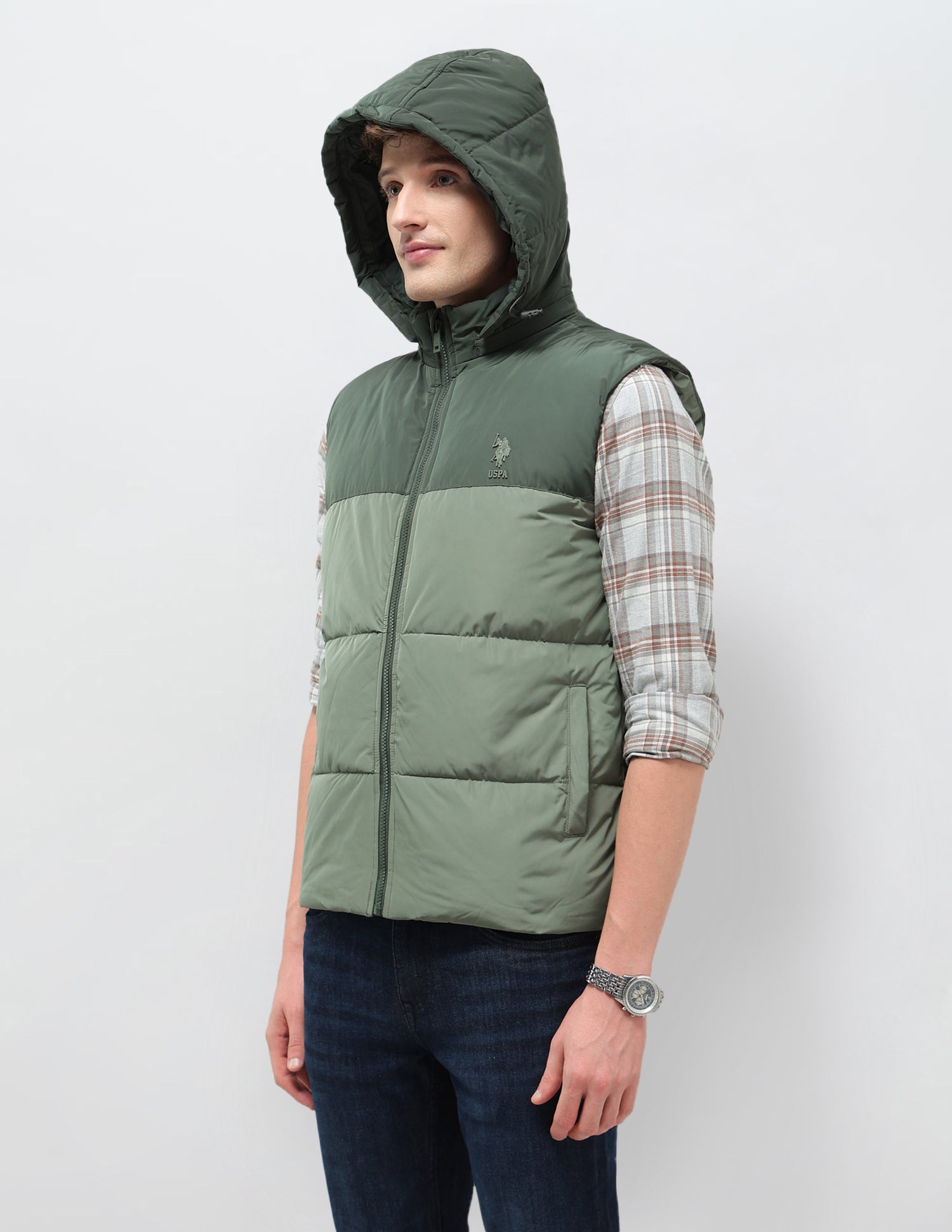 Detachable Hood Solid Jacket Olive - U.S. POLO ASSN. | Large