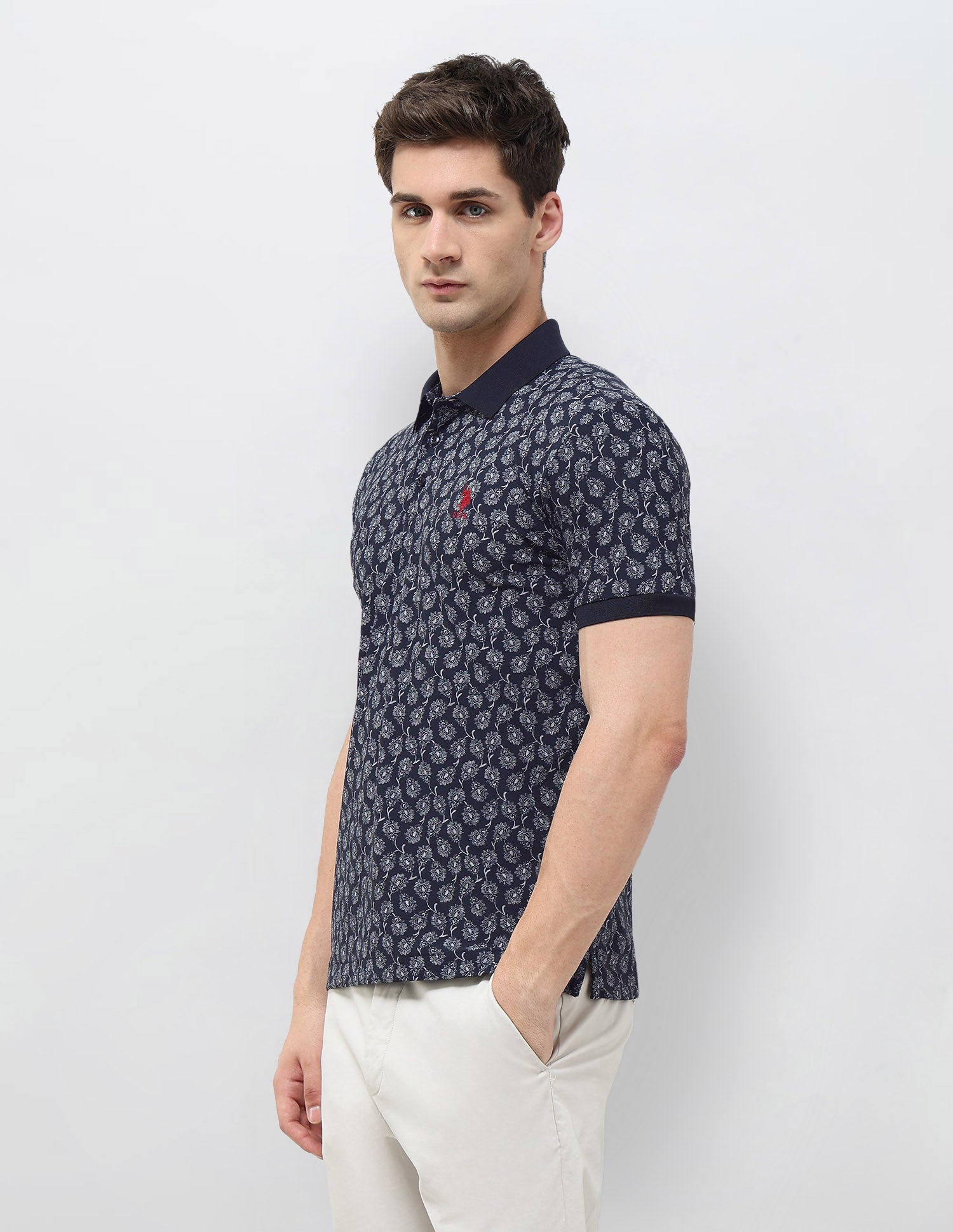 All-Over Printed Slim Fit Polo Shirt Navy - U.S. POLO ASSN. | Large