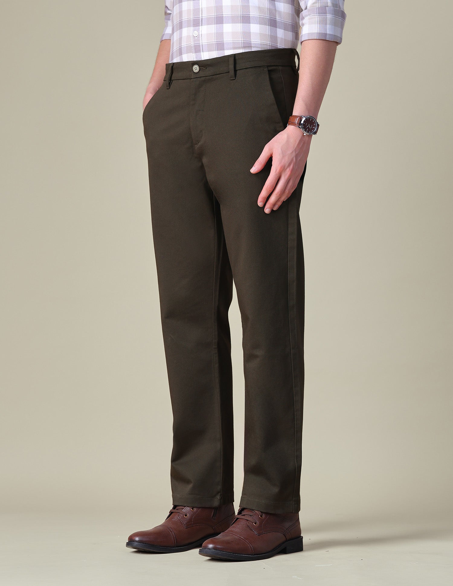 Dobby Riley Straight Fit Trousers Choco Brown - U.S. POLO ASSN. | Large