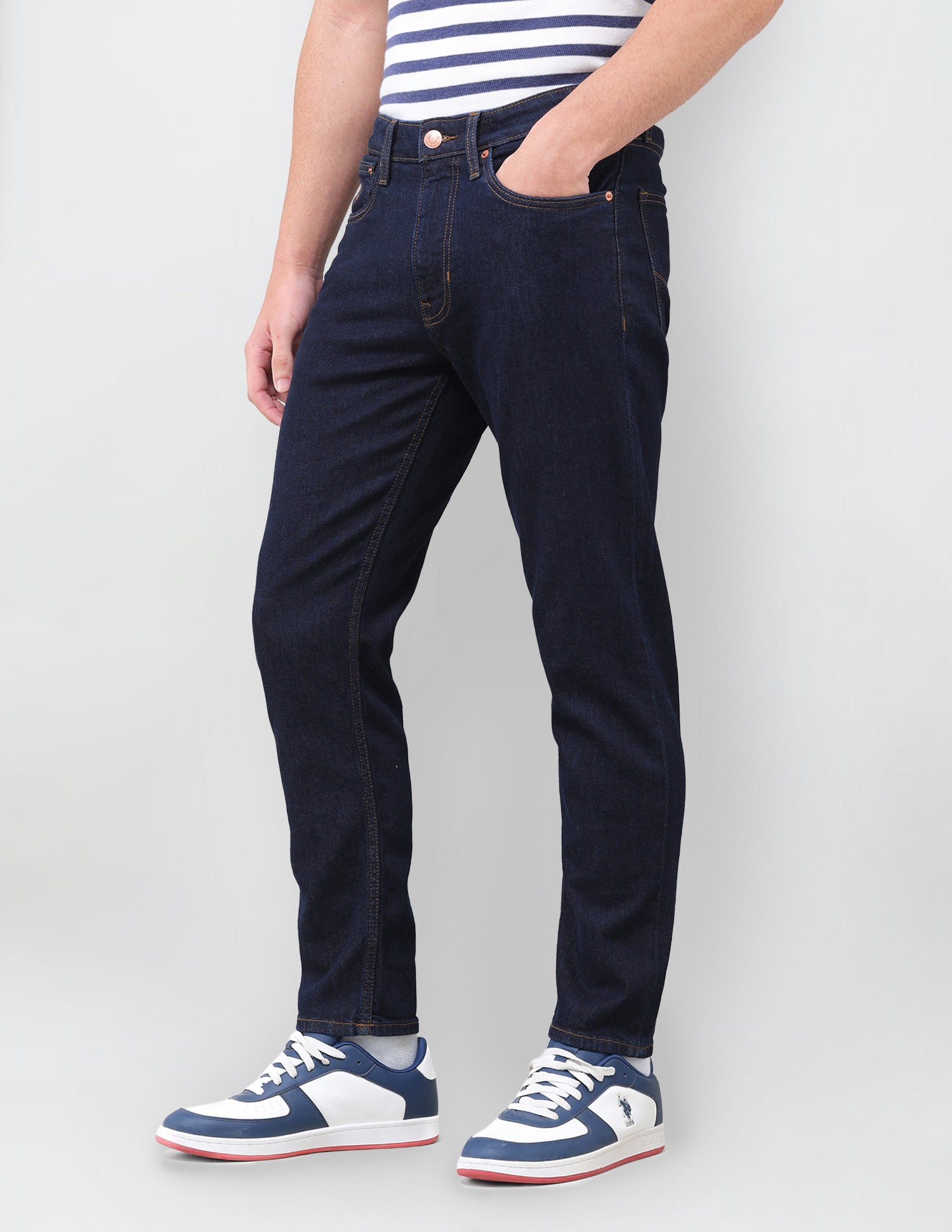 Cole Comfort Cropped Fit Blue Jeans Rinse Blue - U.S. Polo Assn. India | Large