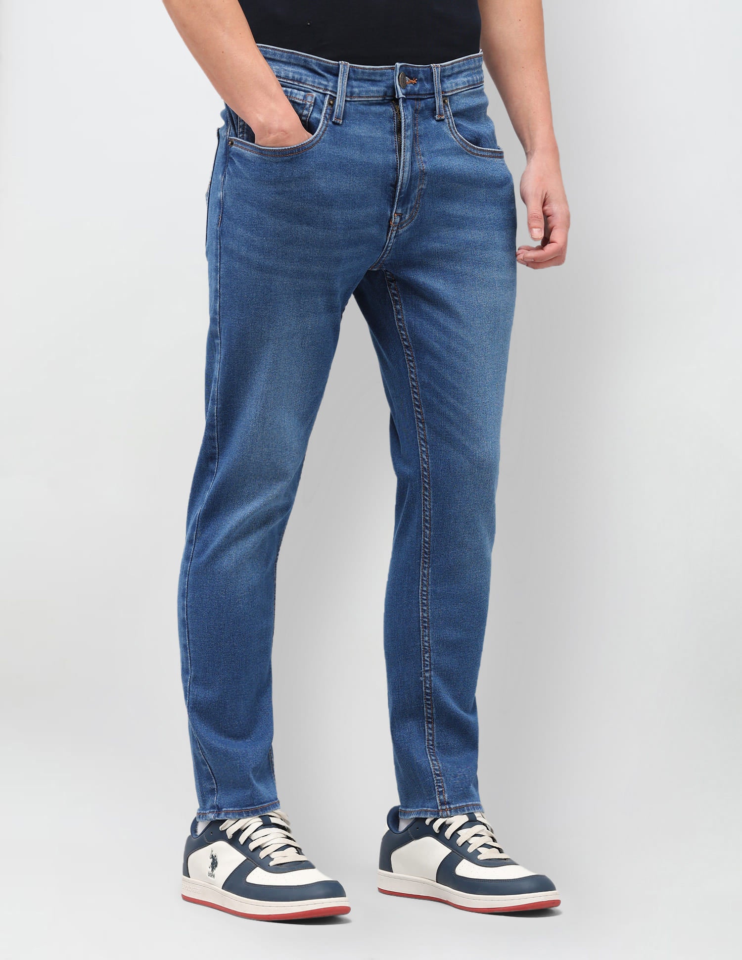 Solid Tapered Fit Jeans Blue - U.S. Polo Assn. India | Large