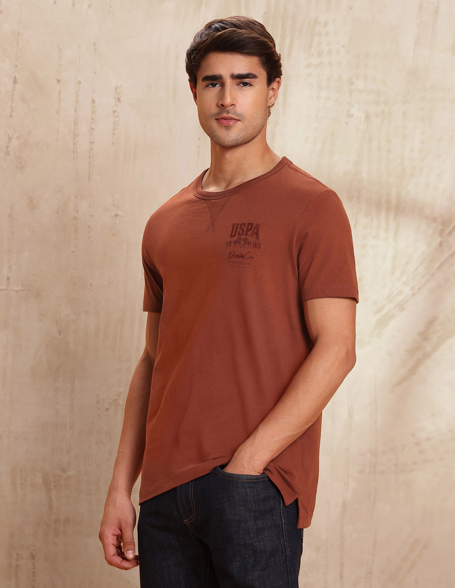 Pure Cotton Muscle Fit T-Shirt Rust - U.S. POLO ASSN. | Large