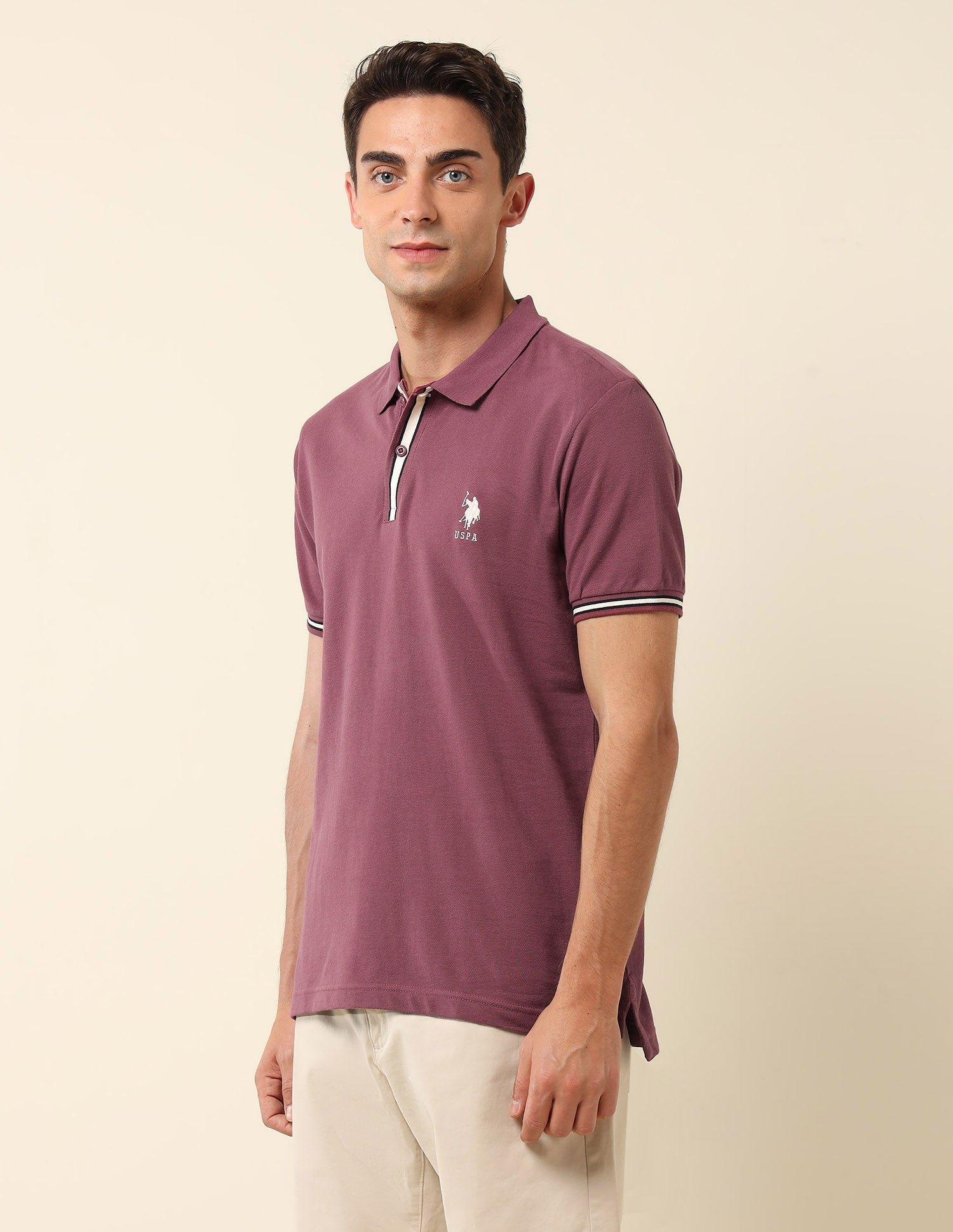 Pure Cotton Slim Fit Polo Shirt Purple - U.S. Polo Assn. India | Large